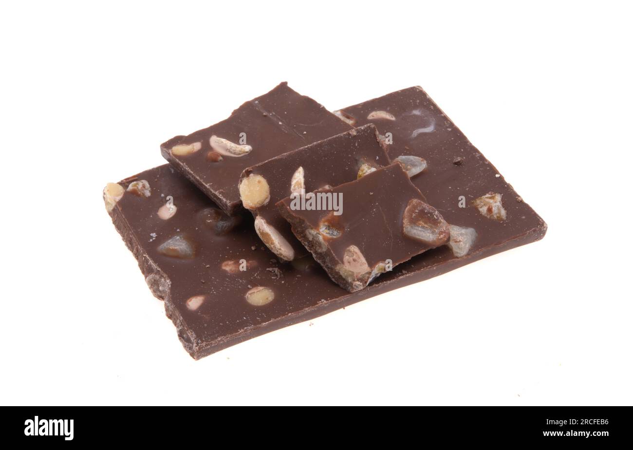 chocolate with nuts isolated on white background Stock Photo