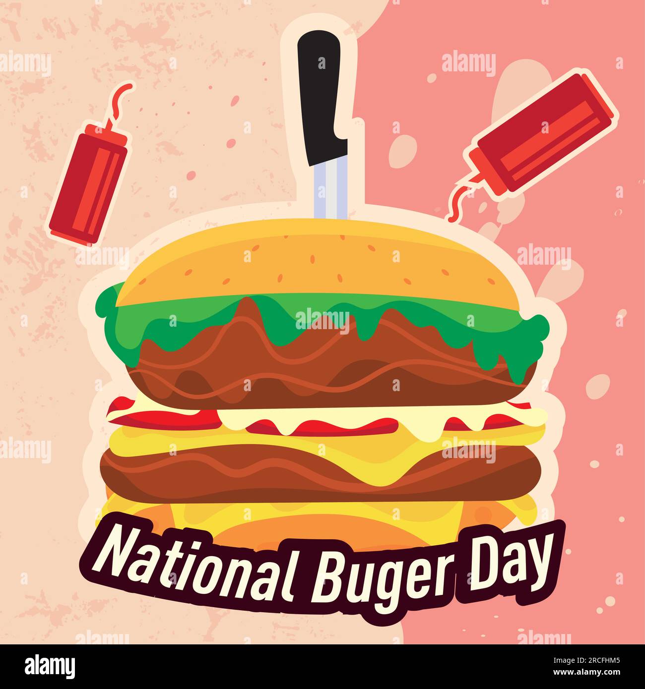 Colored national burger day template Vector illustration Stock Vector