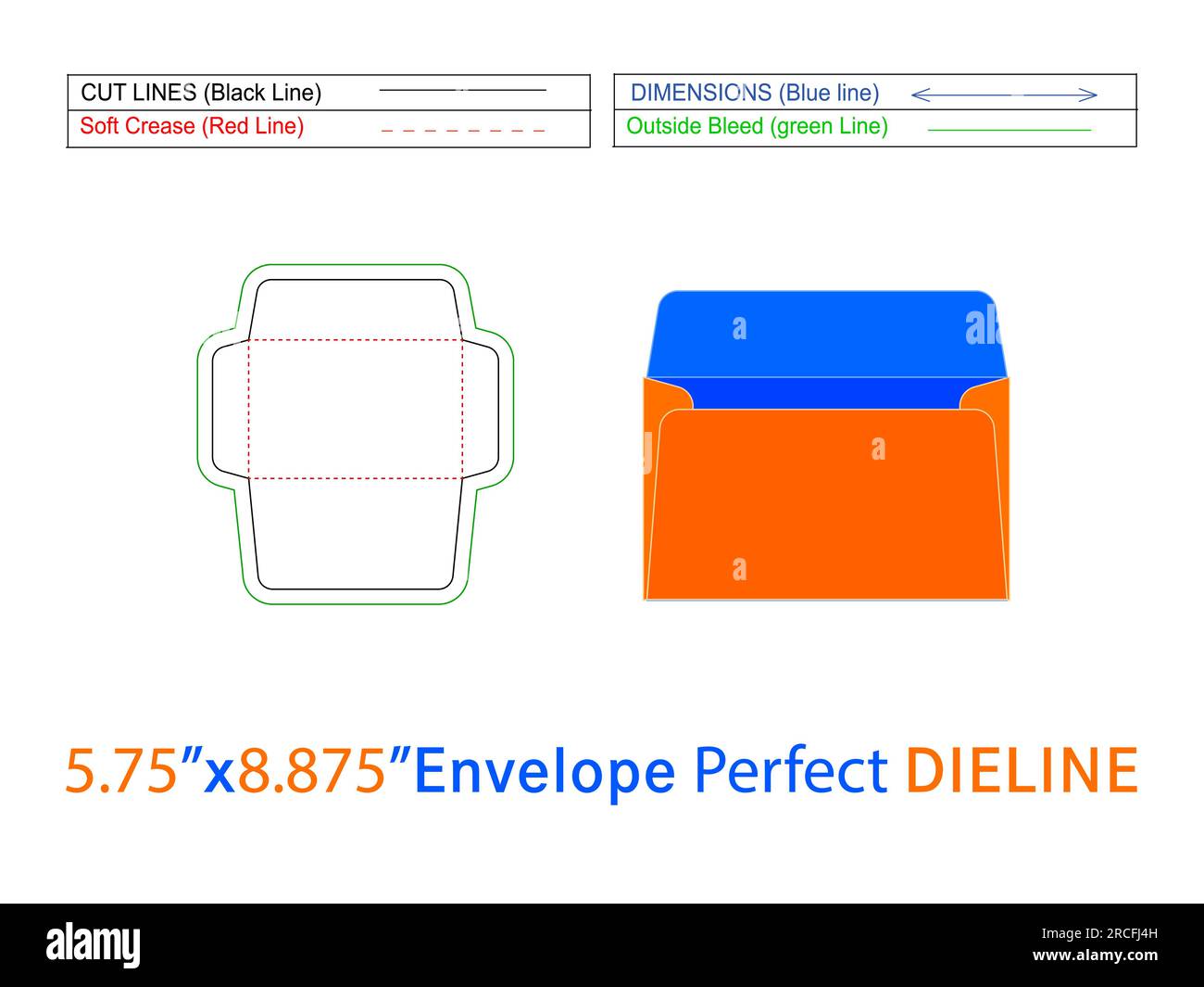 Booklet envelope die line template 5.75x8.875 inch Editable easily