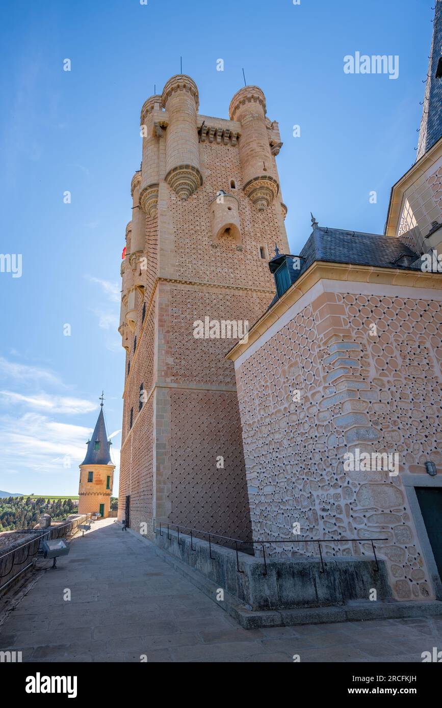 Alcazar of Segovia with Tower of John II of Castile  (Juan II) - Segovia, Spain Stock Photo