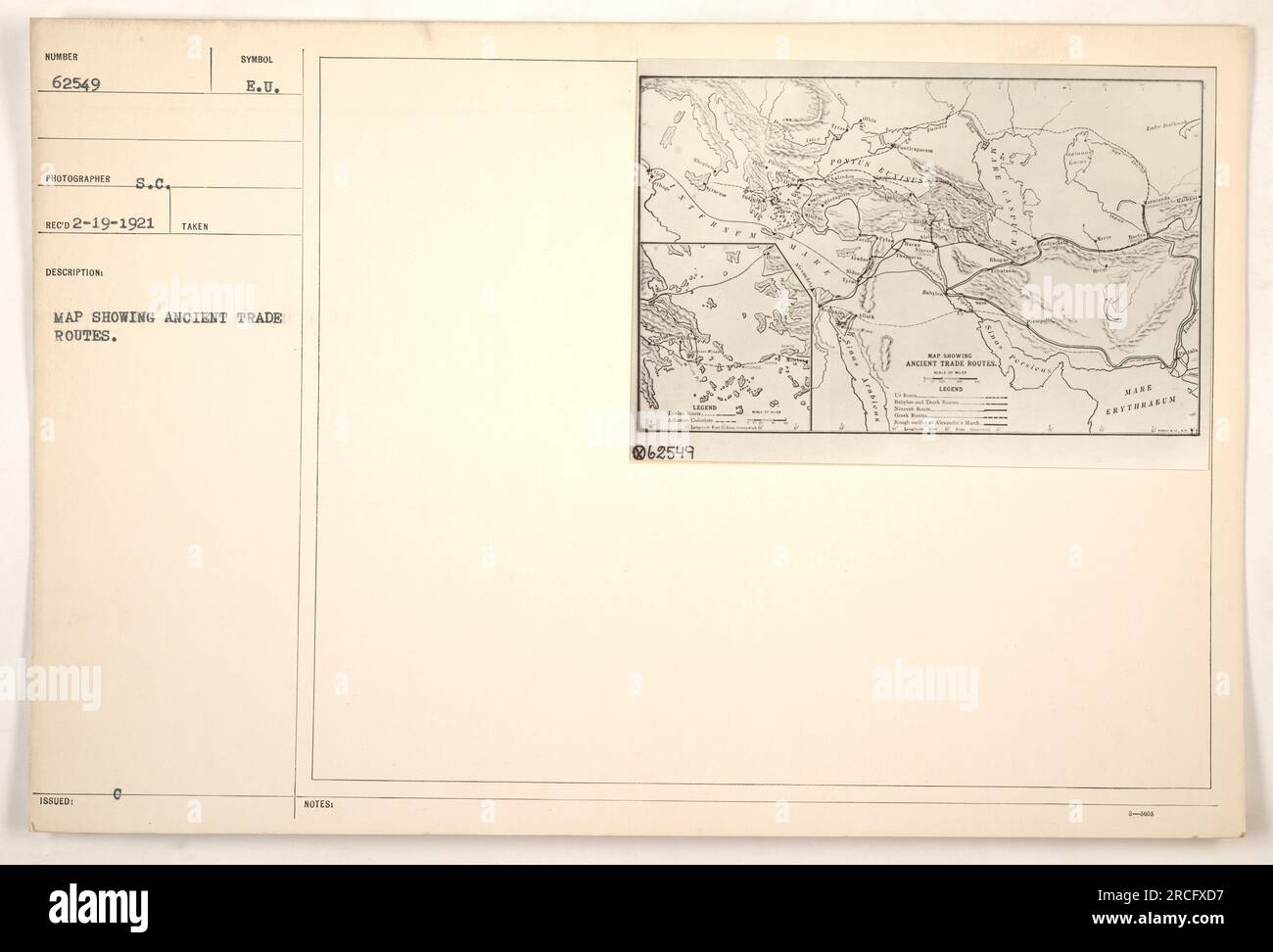 Map showing ancient trade routes. This photograph, numbered 62549, was taken by S.C. The