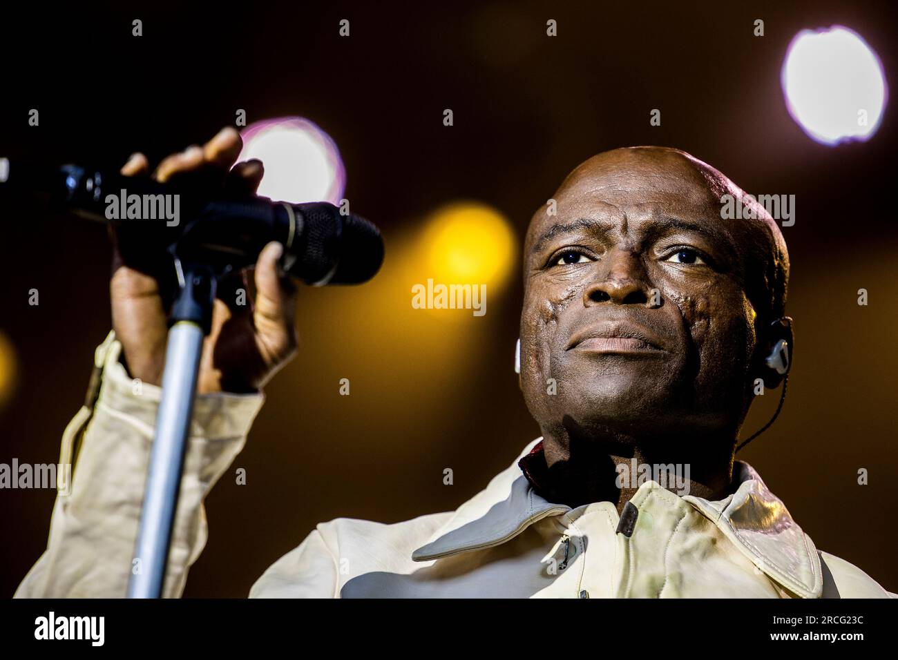Aarhus, Denmark. 14th July, 2023. The English singer and songwriter Seal performs a live concert