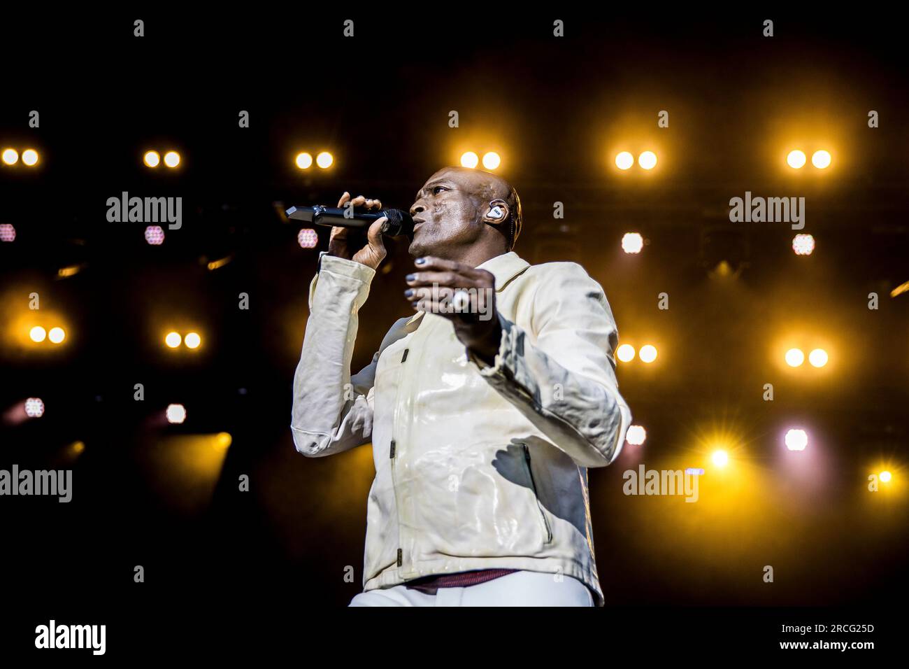 Aarhus, Denmark. 14th July, 2023. The English singer and songwriter Seal performs a live concert at Tivoli Friheden in Aarhus. (Photo Credit: Gonzales Photo/Alamy Live News Stock Photo
