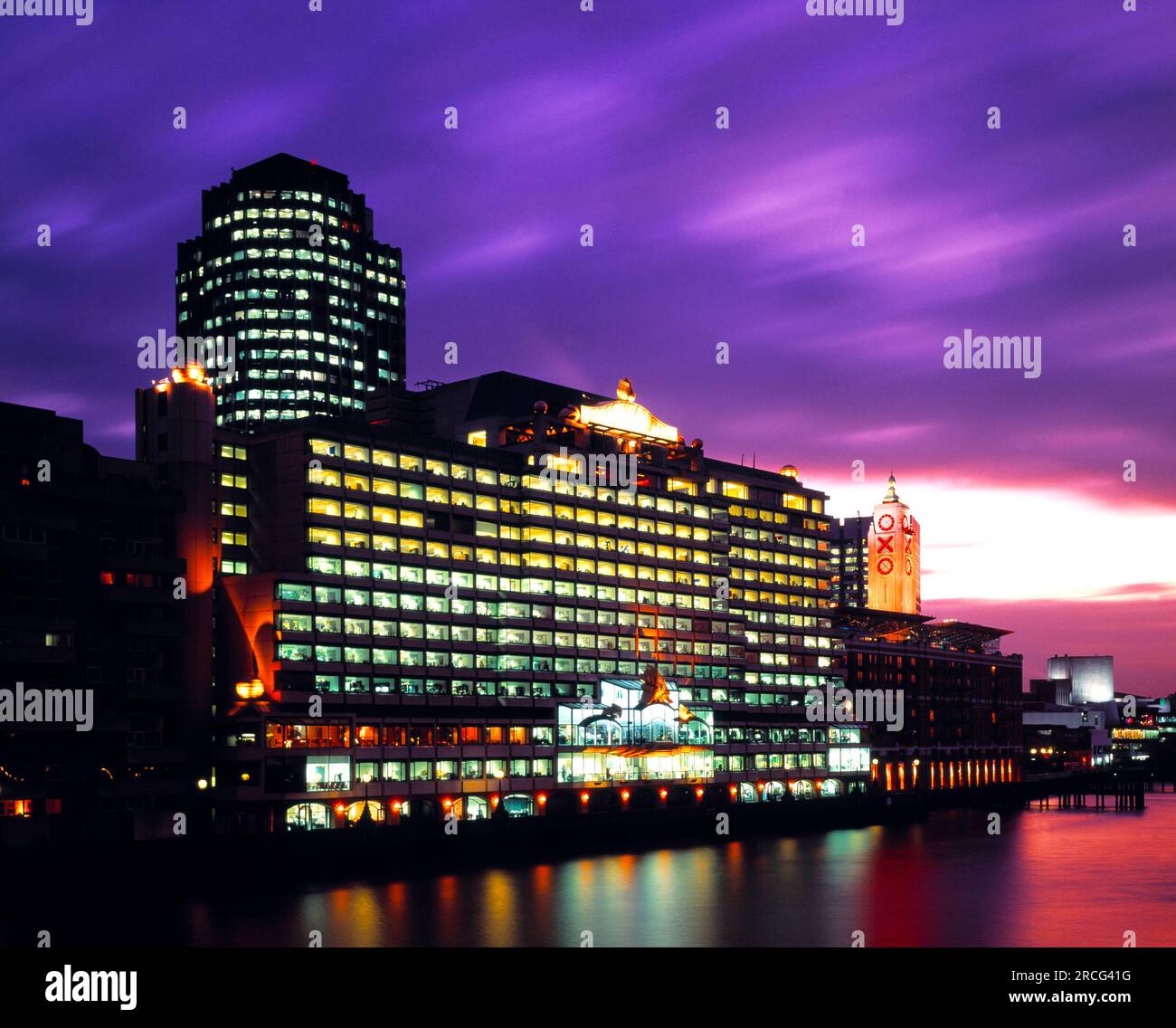 View of Oxo Building at Dusk, Londong, England, UK Stock Photo