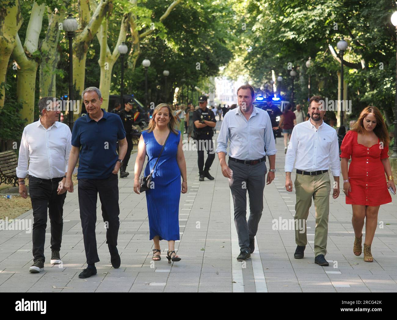 The former Prime Minister, José Luiz Rodríguez Zapatero, participates in a  campaign rally with socialist candidates for the province, in the Pérgola  del Campo Grande, on July 14, 2023, in Valladolid, Castilla