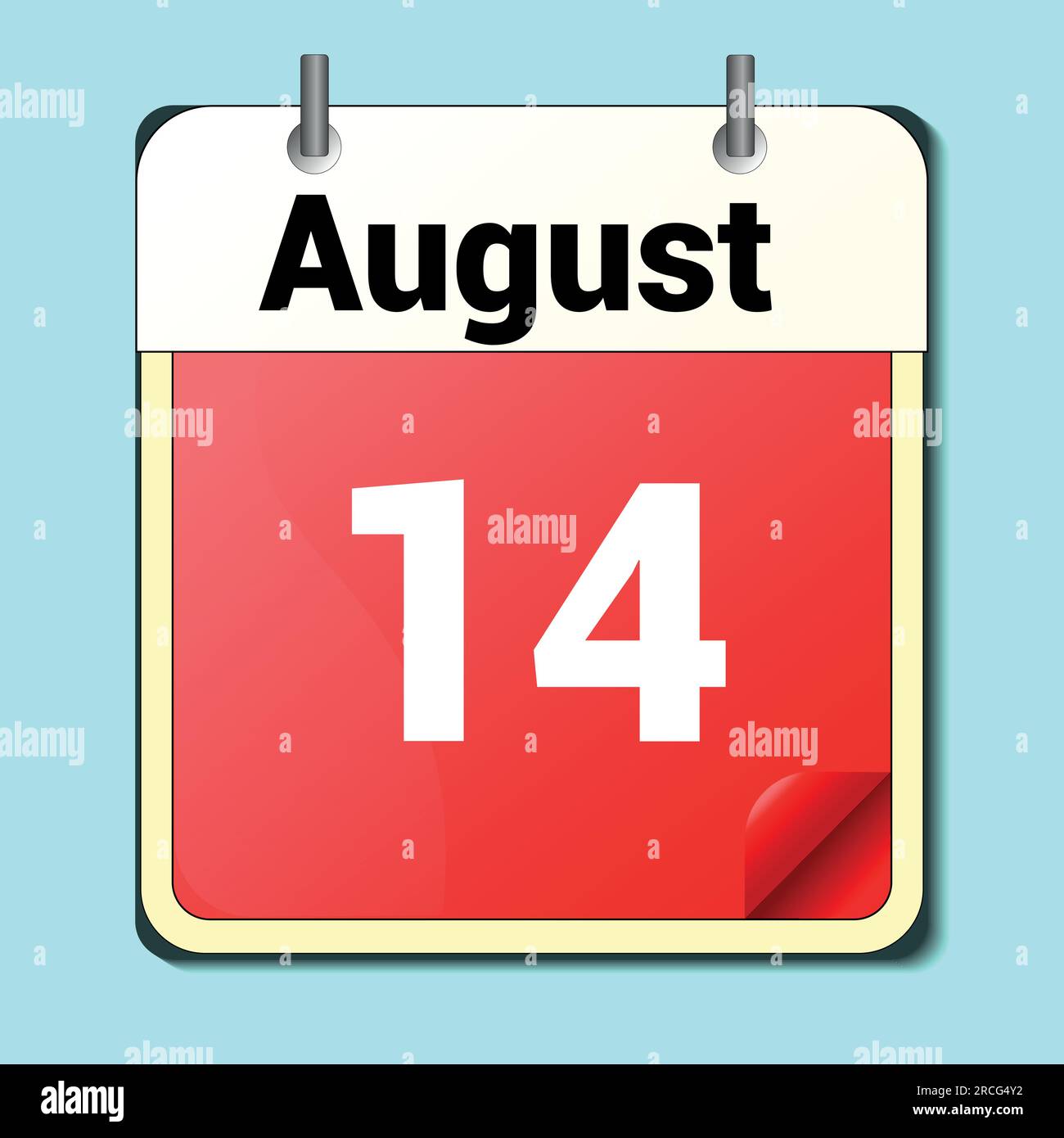 day on the calendar, vector image format, August 14. Stock Vector