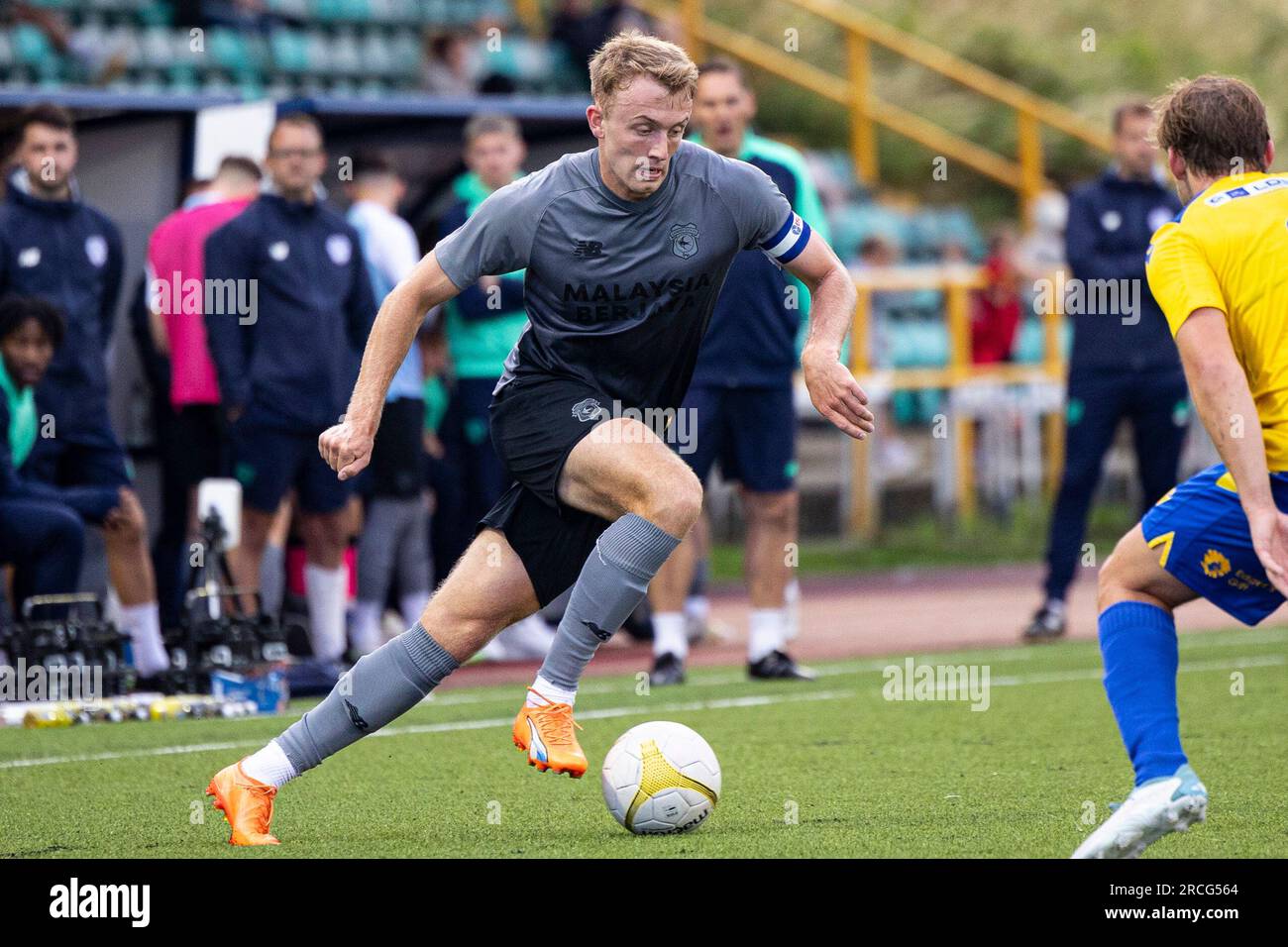 Barry, UK. 14th July, 2023. Eli King of Cardiff City in action