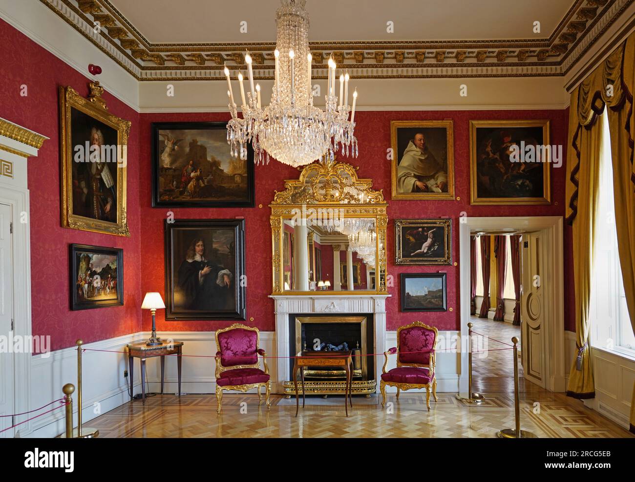 Elegantly furnished reception room in Dublin Castle Museum Stock Photo