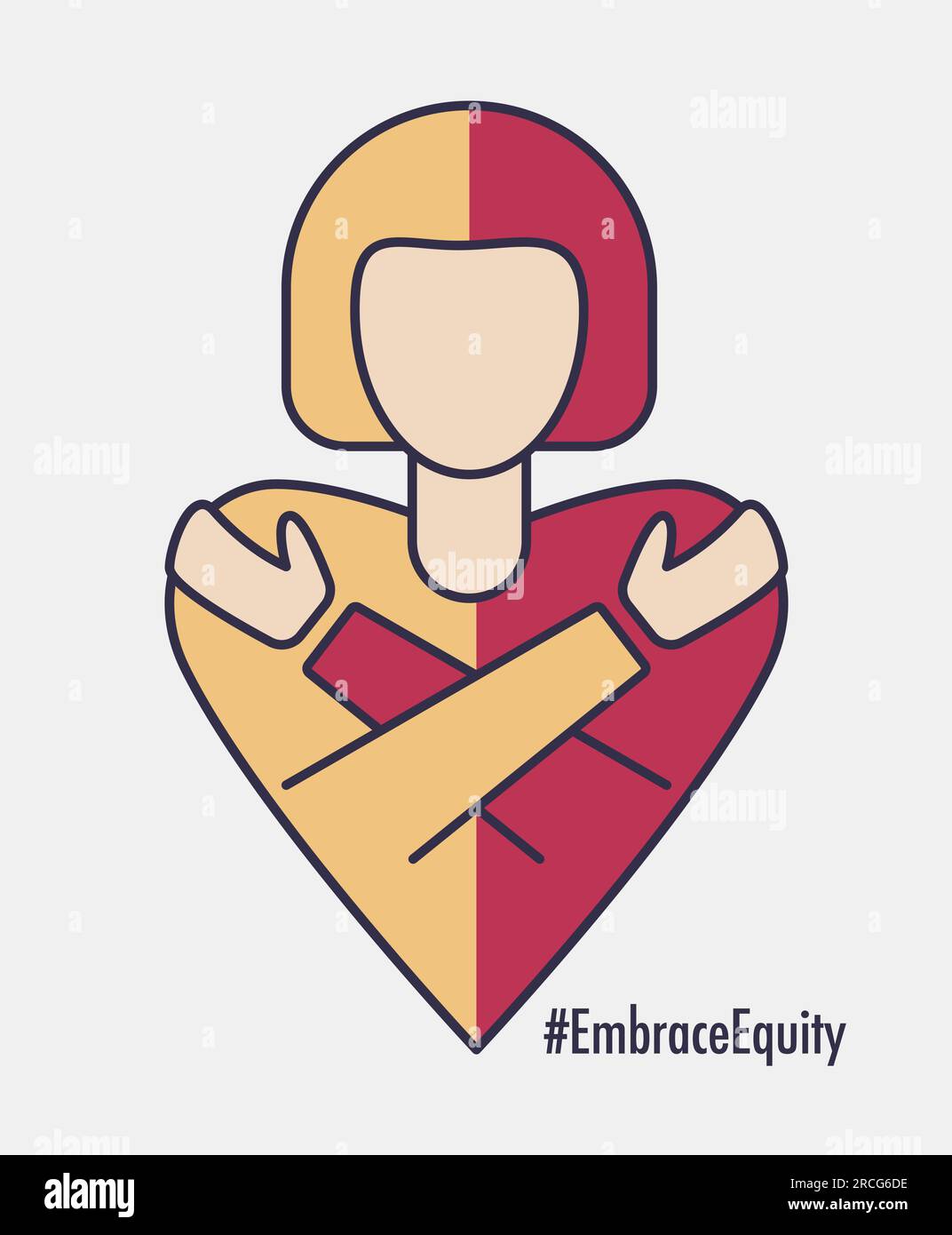 International Women's Day 2023  #EmbraceEquity Give equity a huge embrace. Embrace equity.  Vector illustration. Design element Isolated Stock Vector
