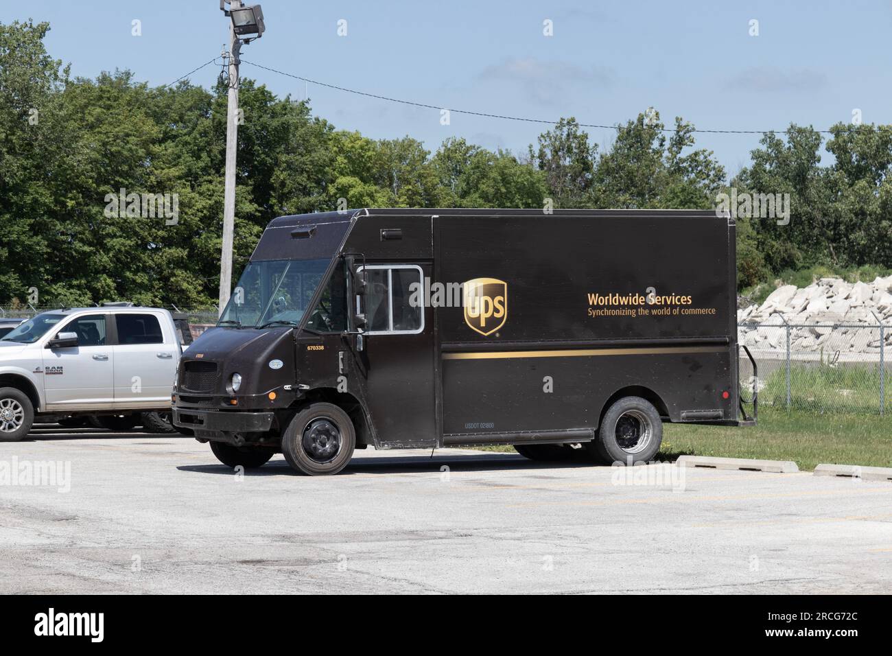 Kokomo July 14, 2023 UPS delivery and transport trucks. UPS picks up
