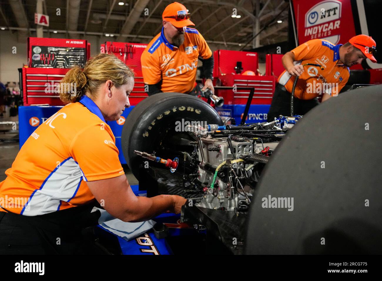 Toronto, Canada. 14th July, 2023. Anna Chatten, a gearbox mechanic for