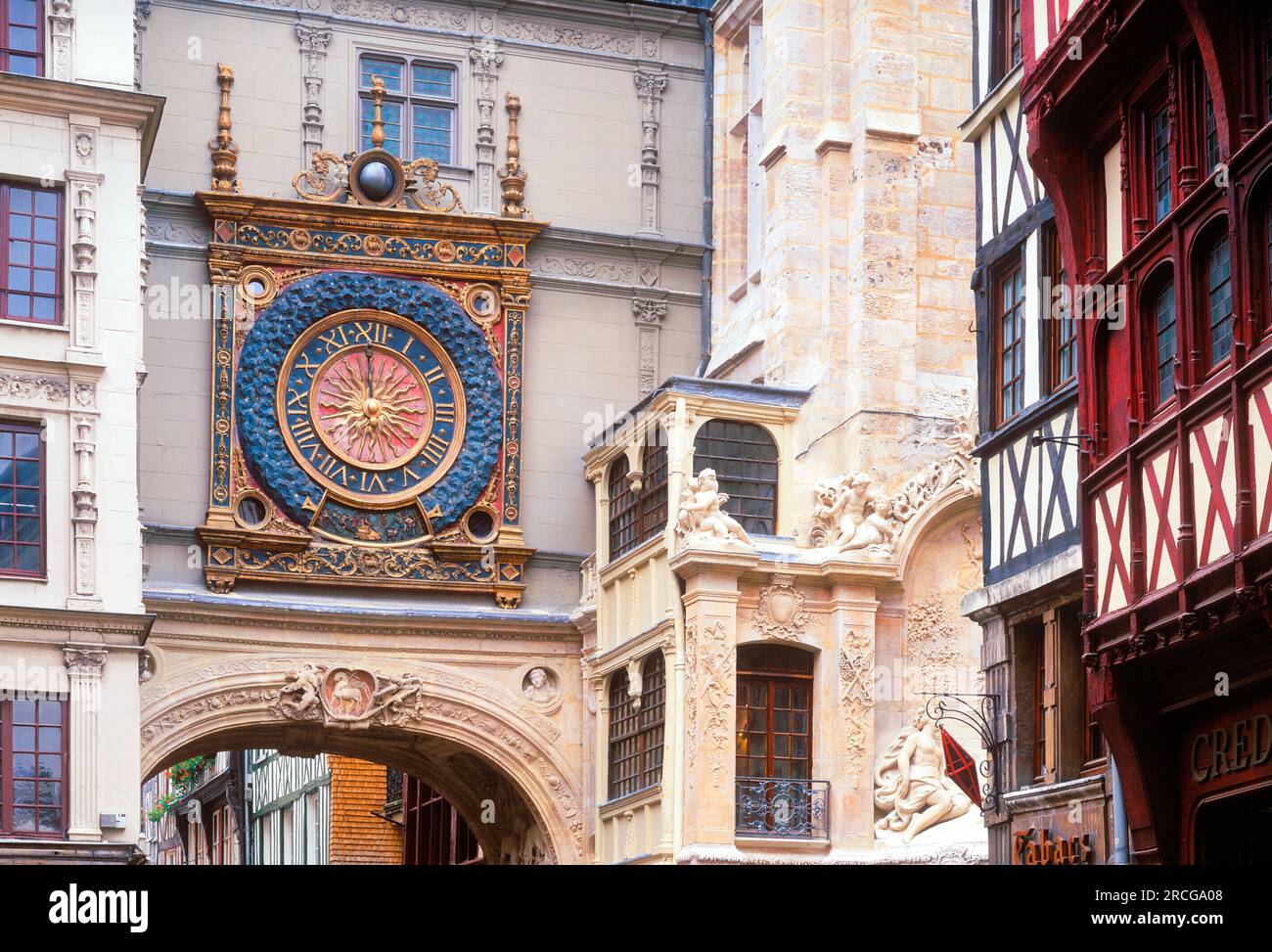 Gros Horloge, Rouen, Normandy, France Stock Photo