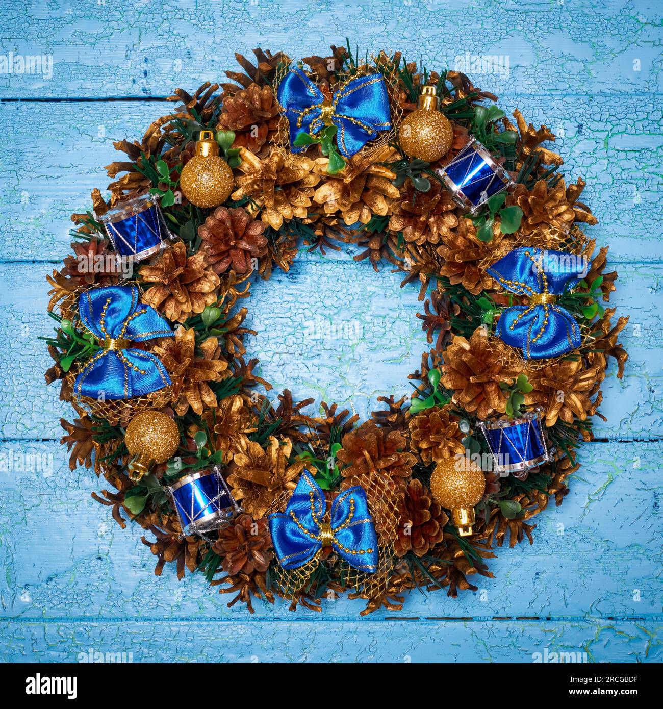 Christmas wreath top view Stock Photo