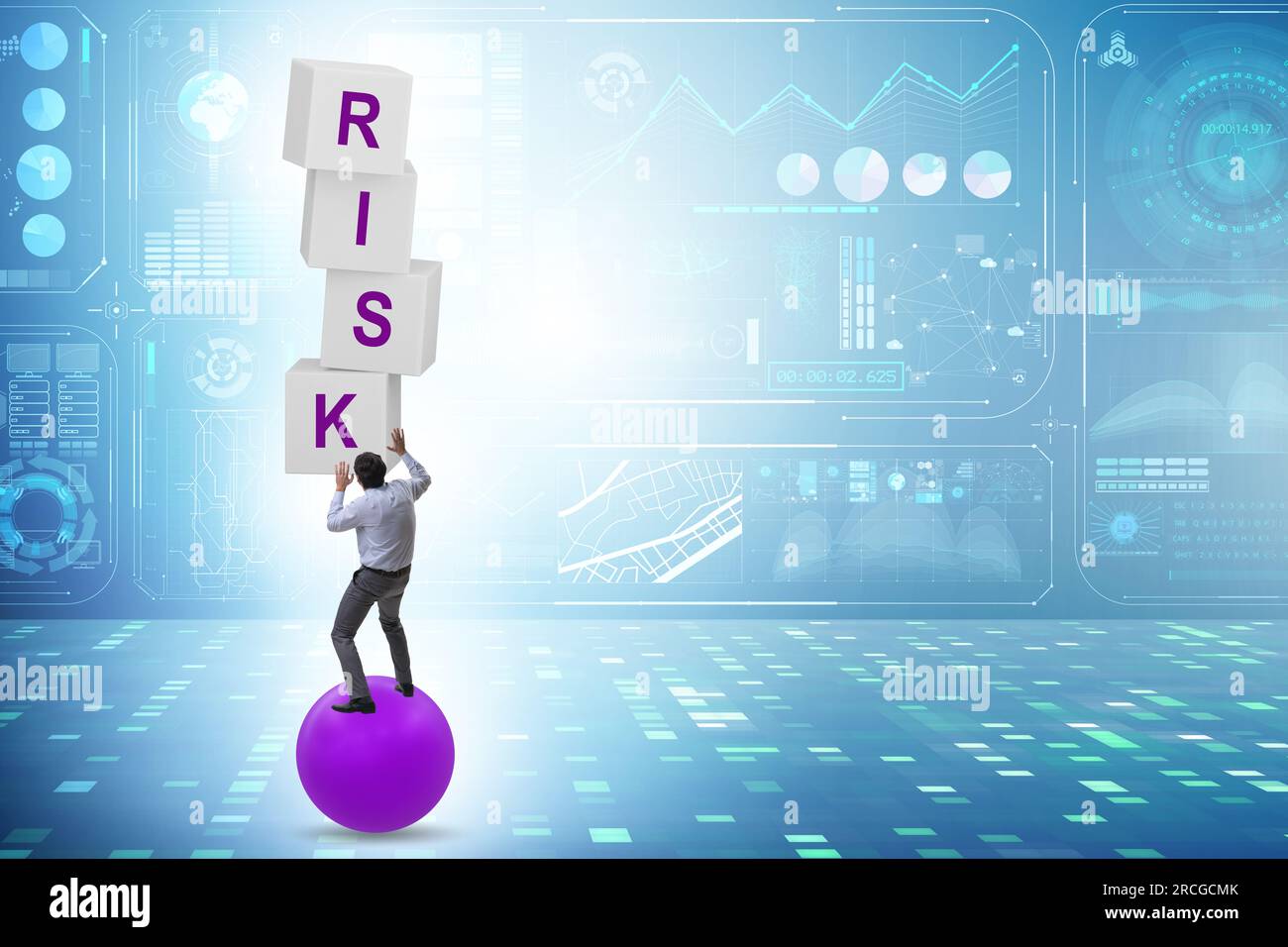 Risk management concept with the balancing businessman Stock Photo - Alamy