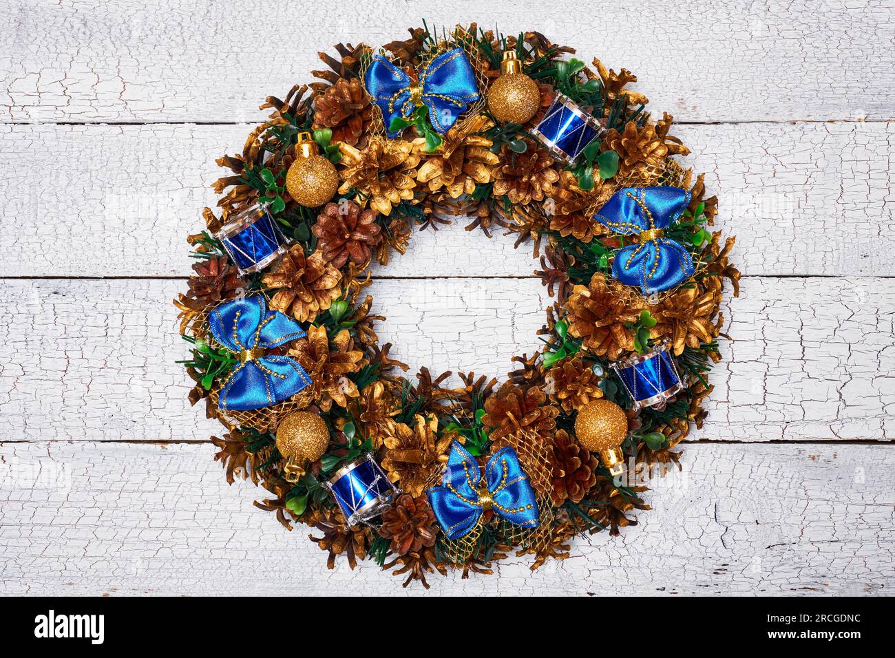 Christmas wreath top view Stock Photo