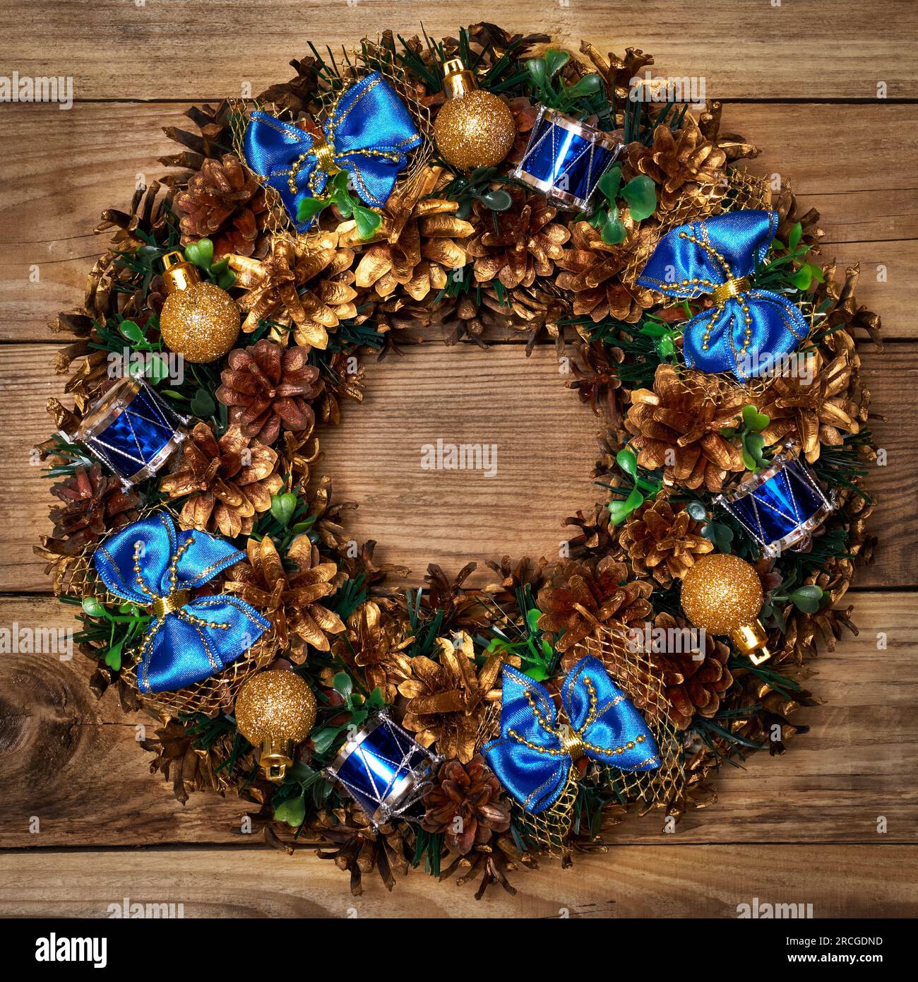 Christmas wreath top view Stock Photo
