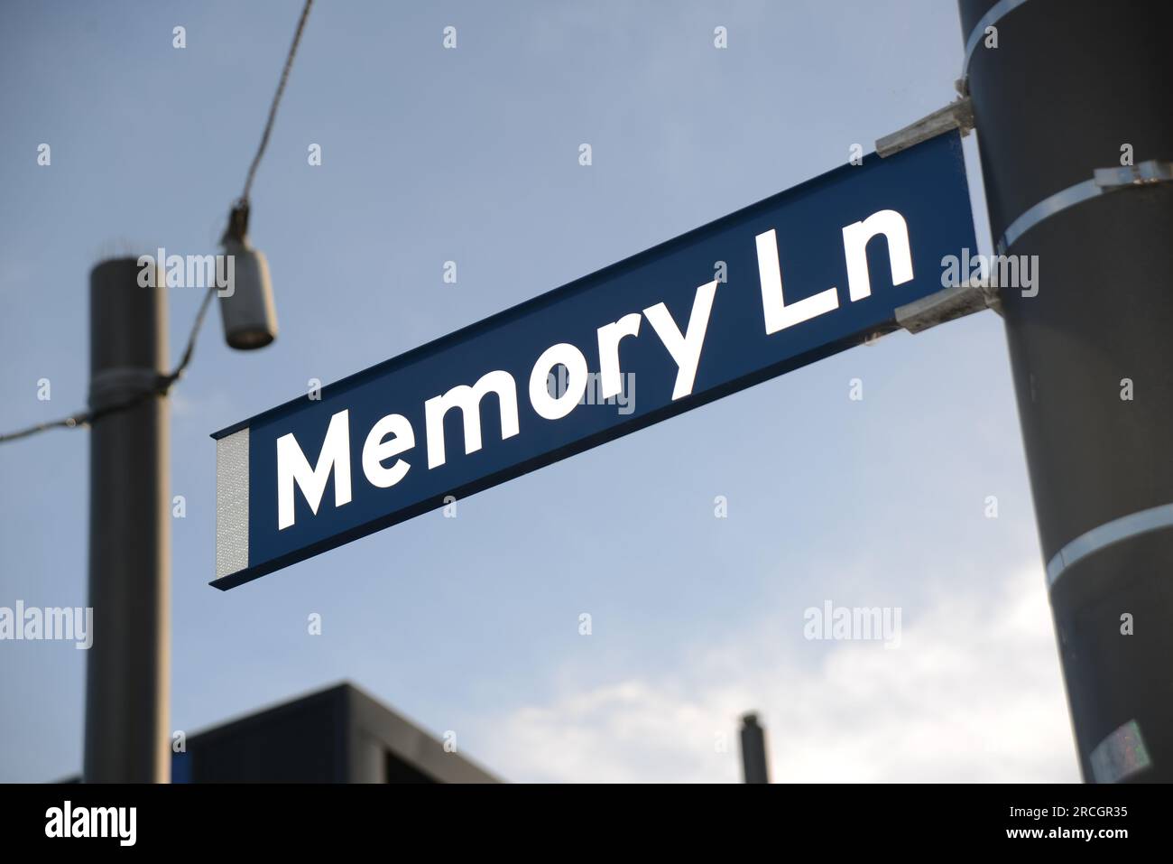A street sign for Memory Lane in Christchurch, New Zealand Stock Photo