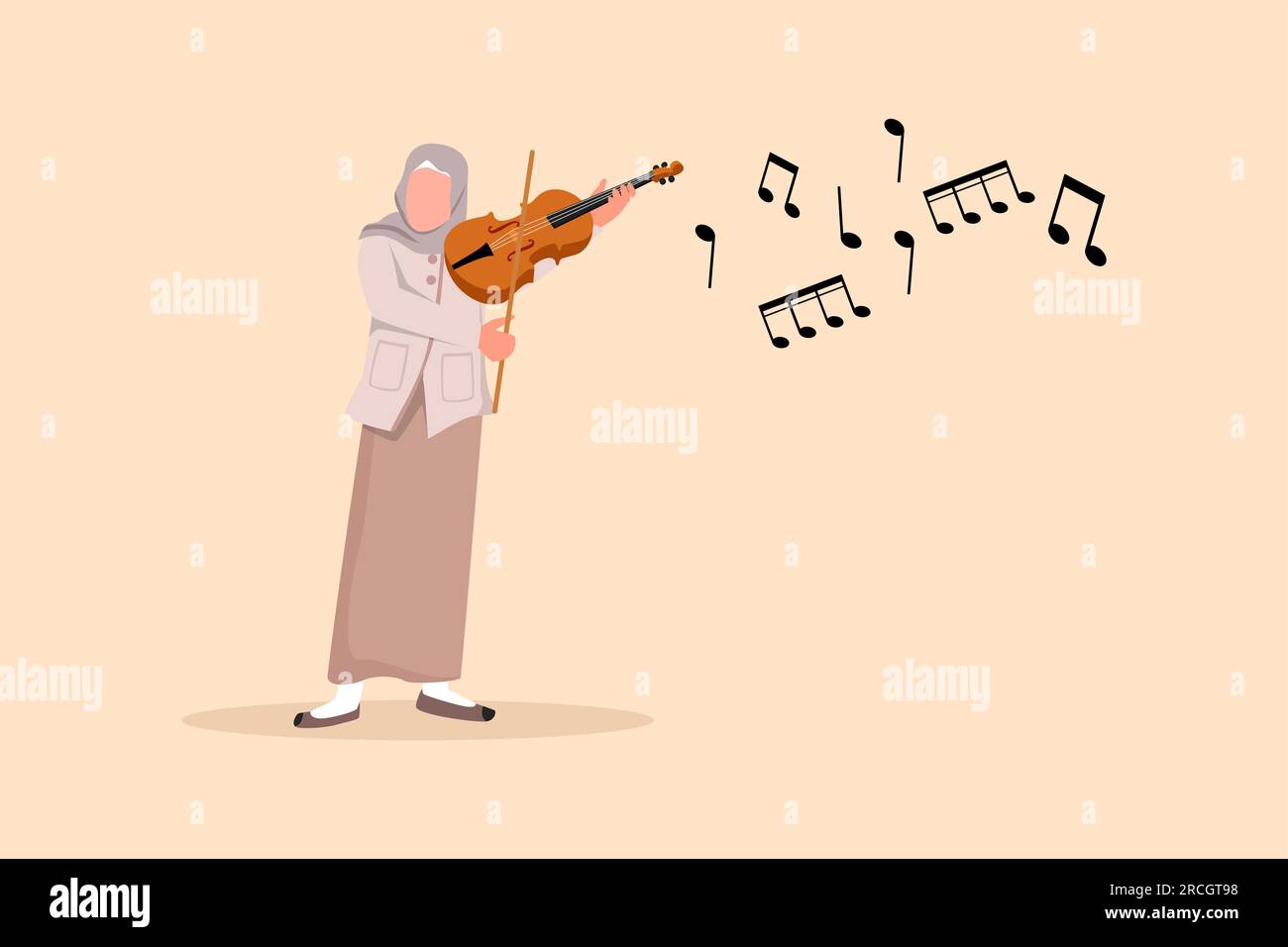 Business design drawing Arab woman musician playing violin. Classical ...
