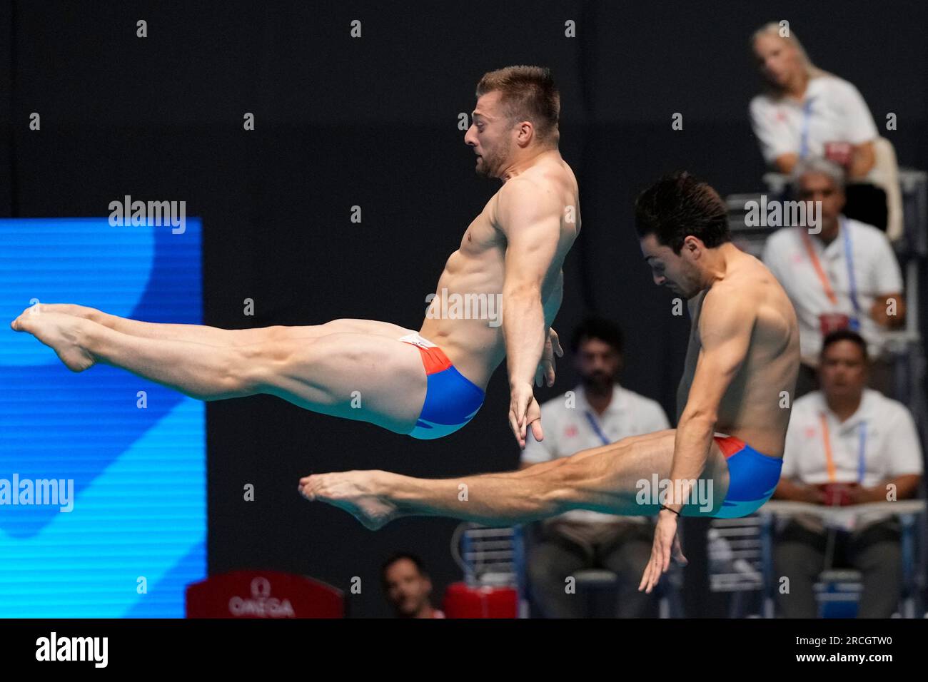 Jules Bouyer and Alexis Jandard of France competes in the Men's diving ...