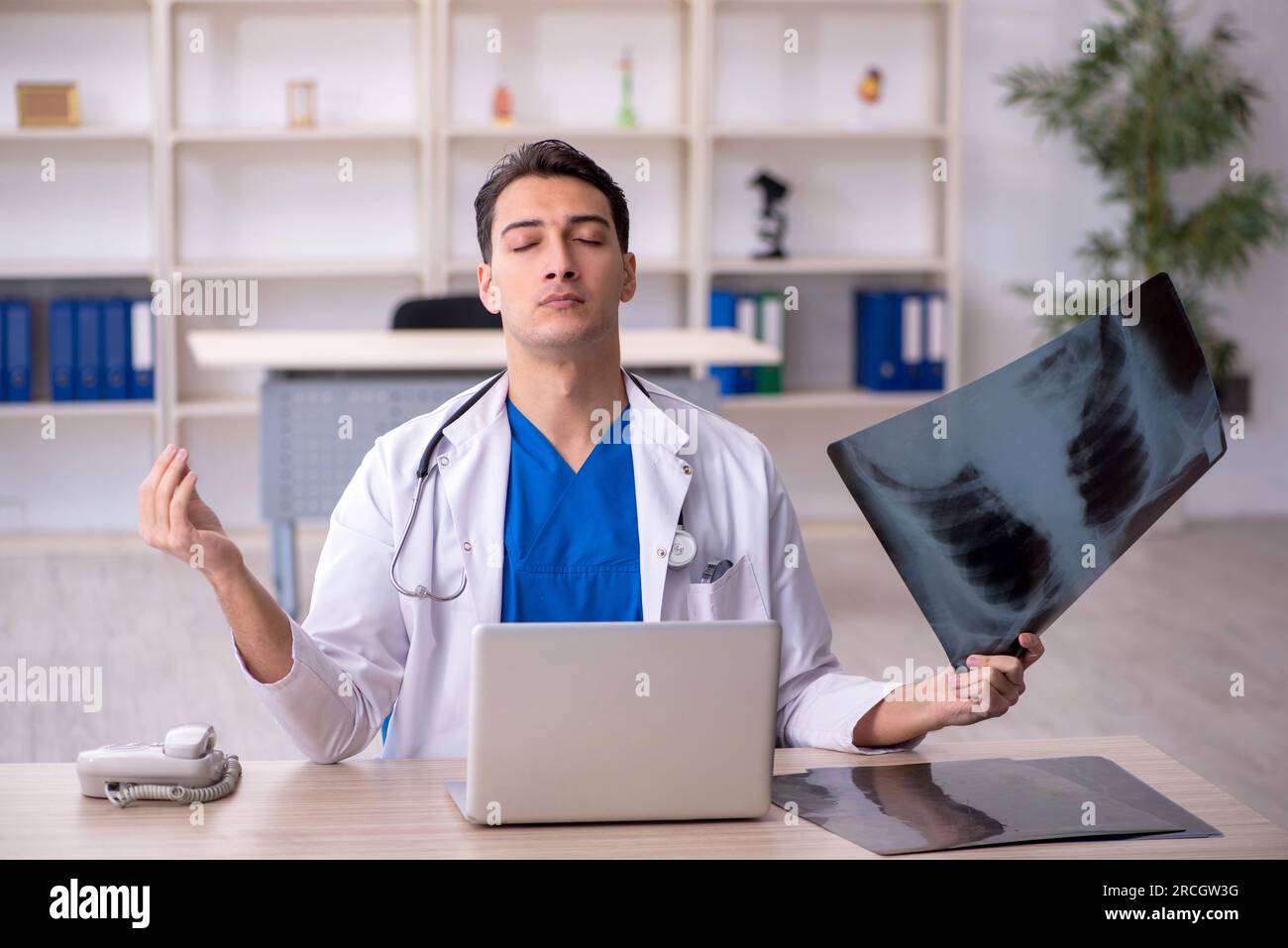 Young doctor radiologist working at the hospital Stock Photo