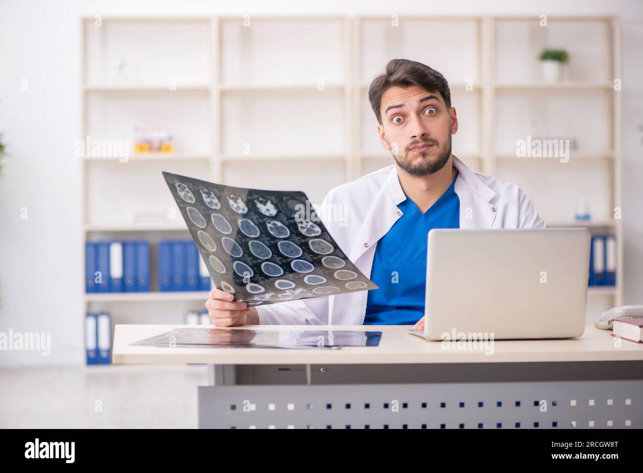 Young doctor radiologist working in the clinic Stock Photo