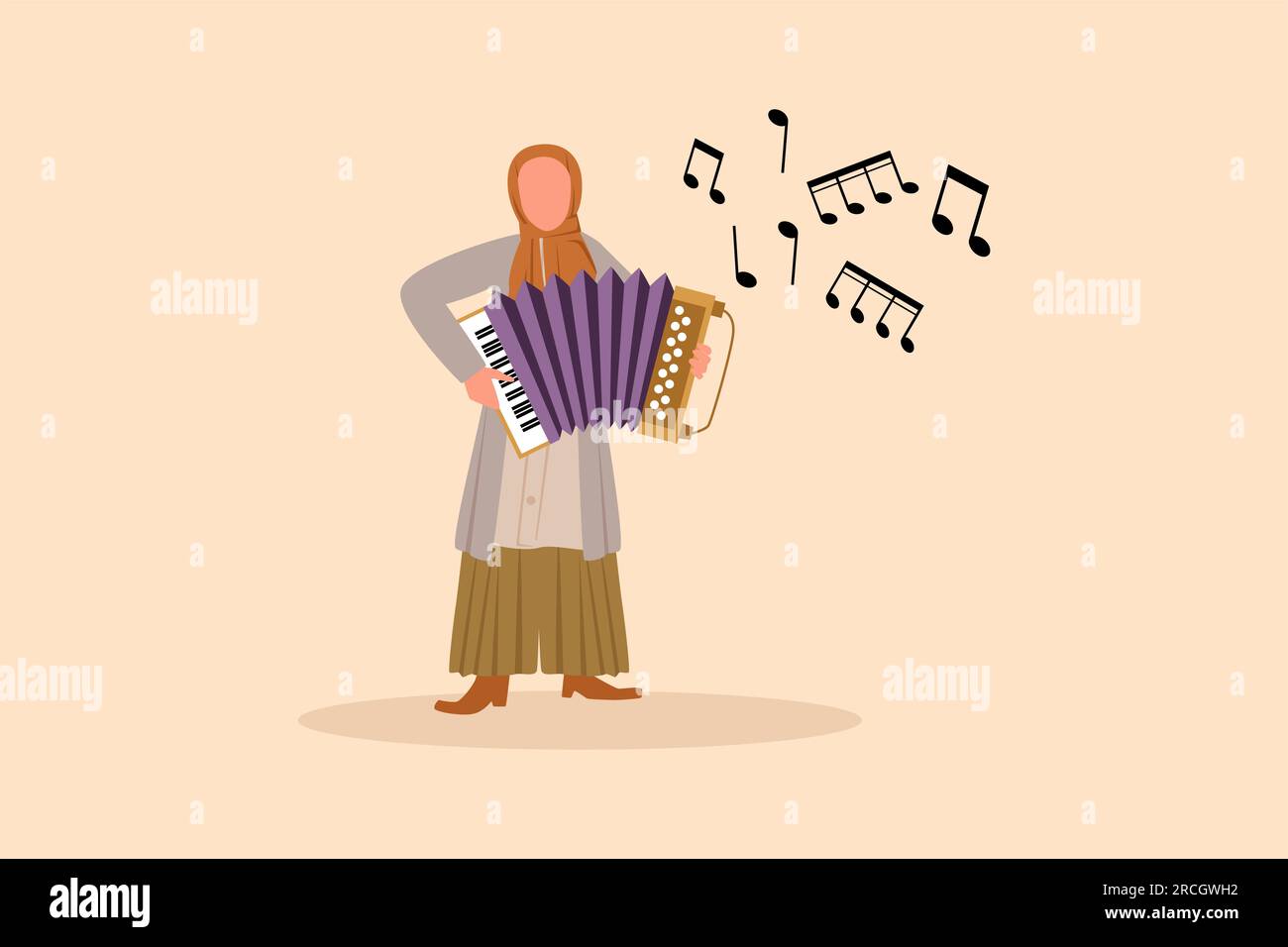 Business design drawing Arab woman musician playing accordion. Female ...