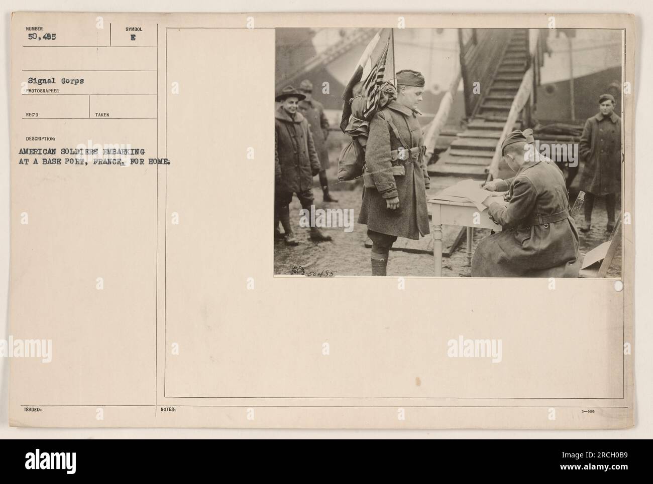 American soldiers being sent home from a base port in France during ...