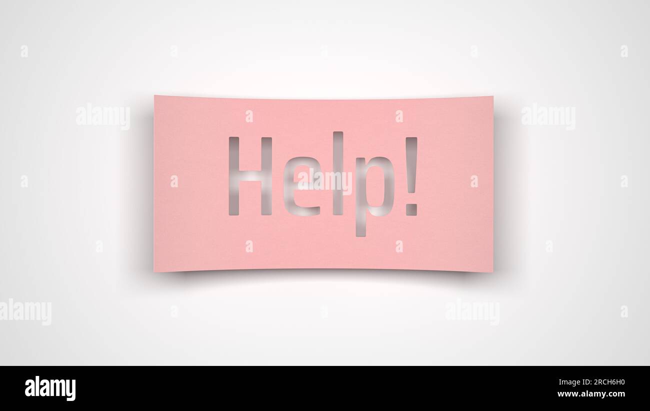 Paper note help on a white background. 3d illustration Stock Photo - Alamy