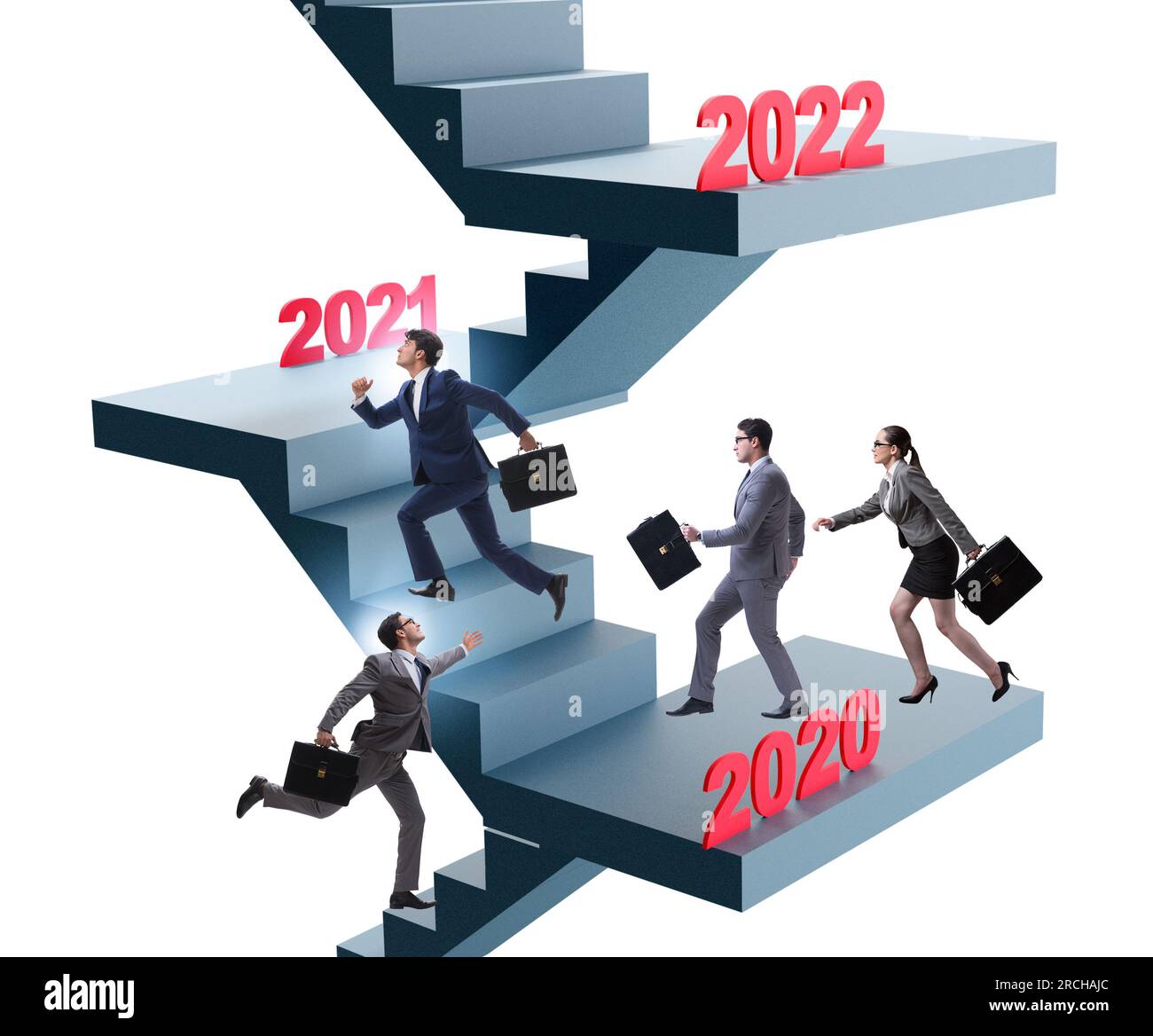 Businessman climbing the stairs on yearly basis Stock Photo - Alamy