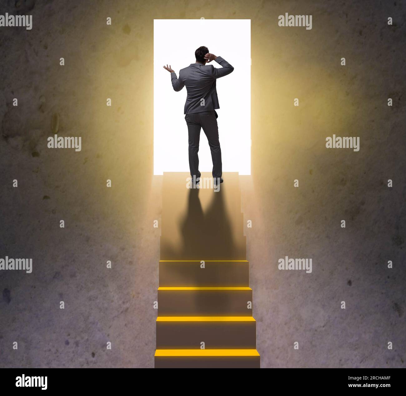 The young businessman climbing career ladder Stock Photo - Alamy