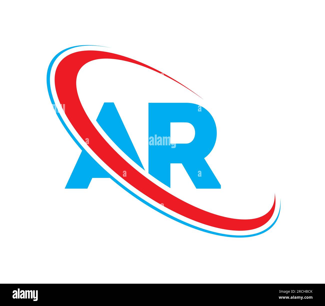 AR Letter logo design, AR Letter, AR logo. AR initial letter logo colored red and blue Stock Vector