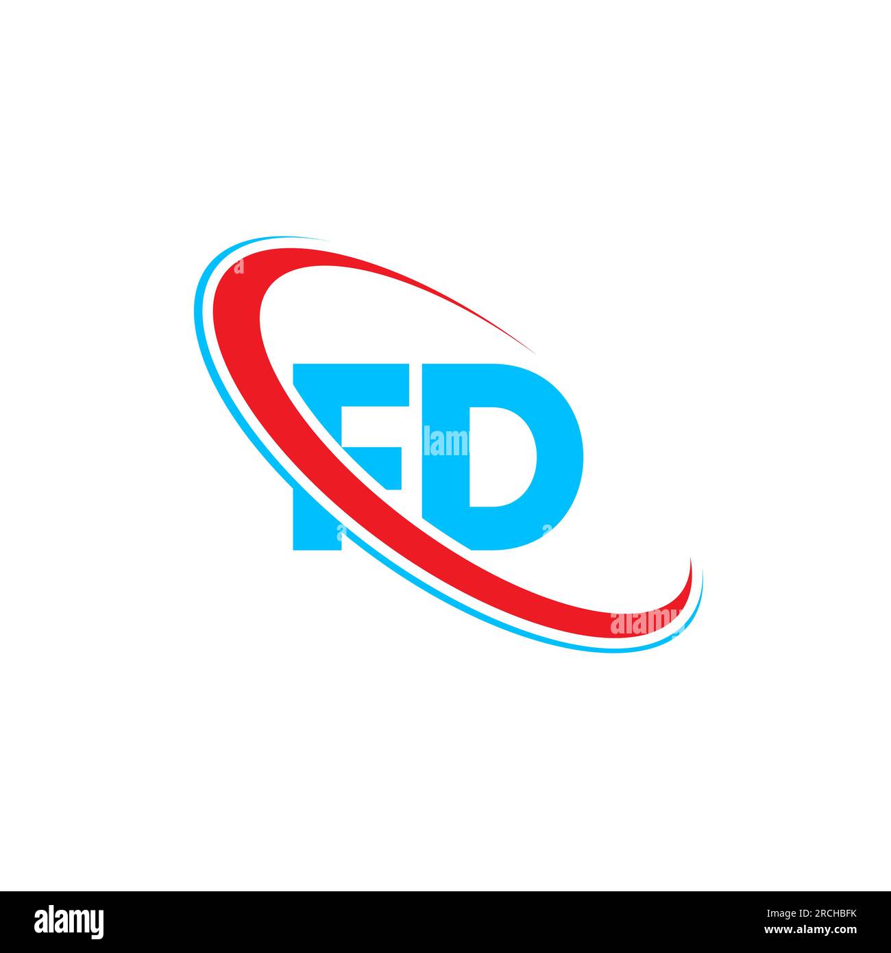 FD F D letter logo design. Initial letter FD linked circle upercase monogram logo red and blue. FD logo, F D design Stock Vector