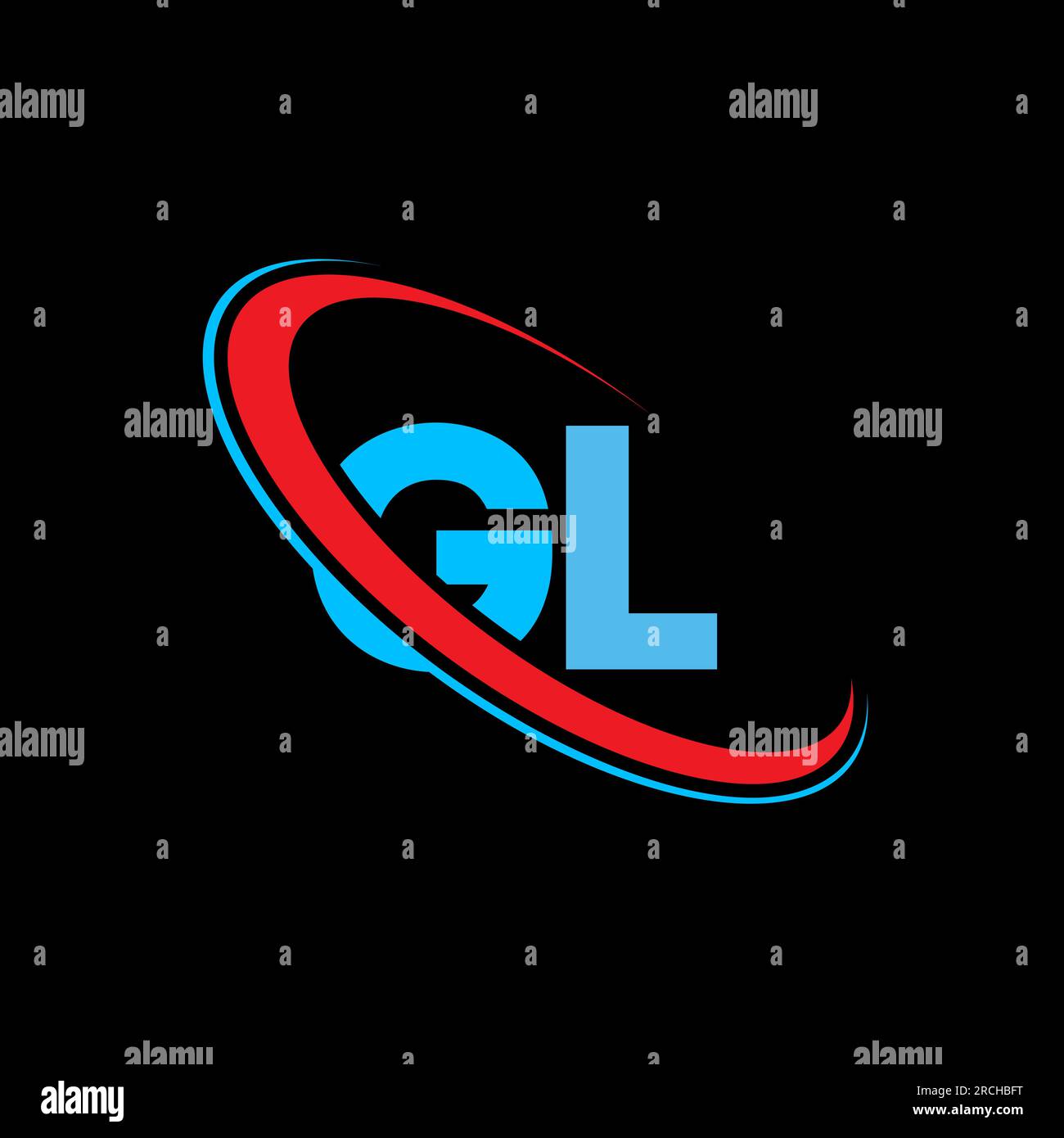 GL, G L letter logo design. Initial letter GL linked circle uppercase monogram logo red and blue. GL logo, G L design Stock Vector