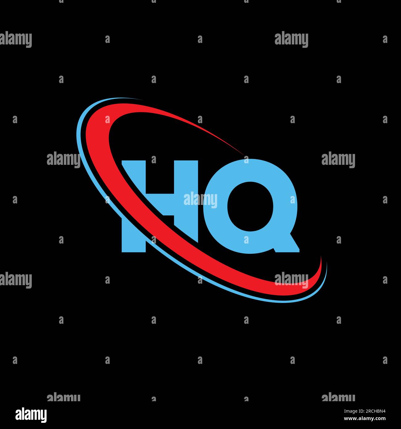 HQ H Q letter logo design. Initial letter HQ linked circle upercase monogram logo red and blue. HQ logo, H Q design Stock Vector
