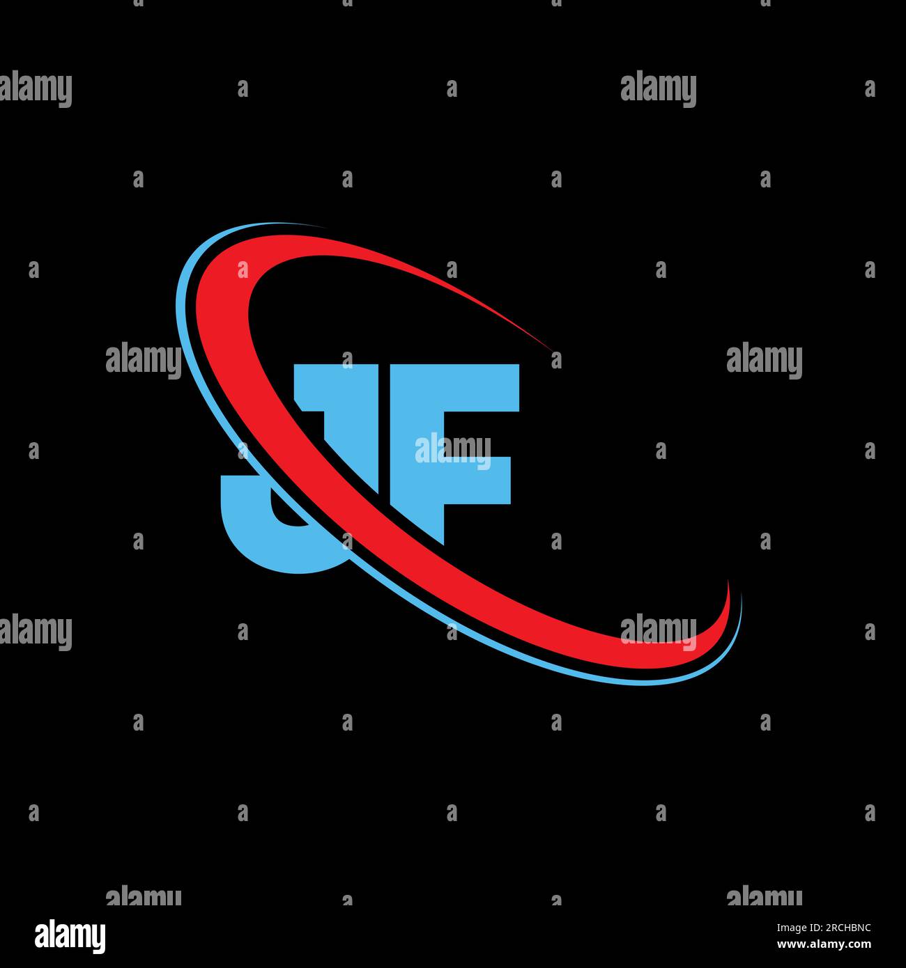 JF J F letter logo design. Initial letter JF linked circle upercase monogram logo red and blue. JF logo, JF design Stock Vector
