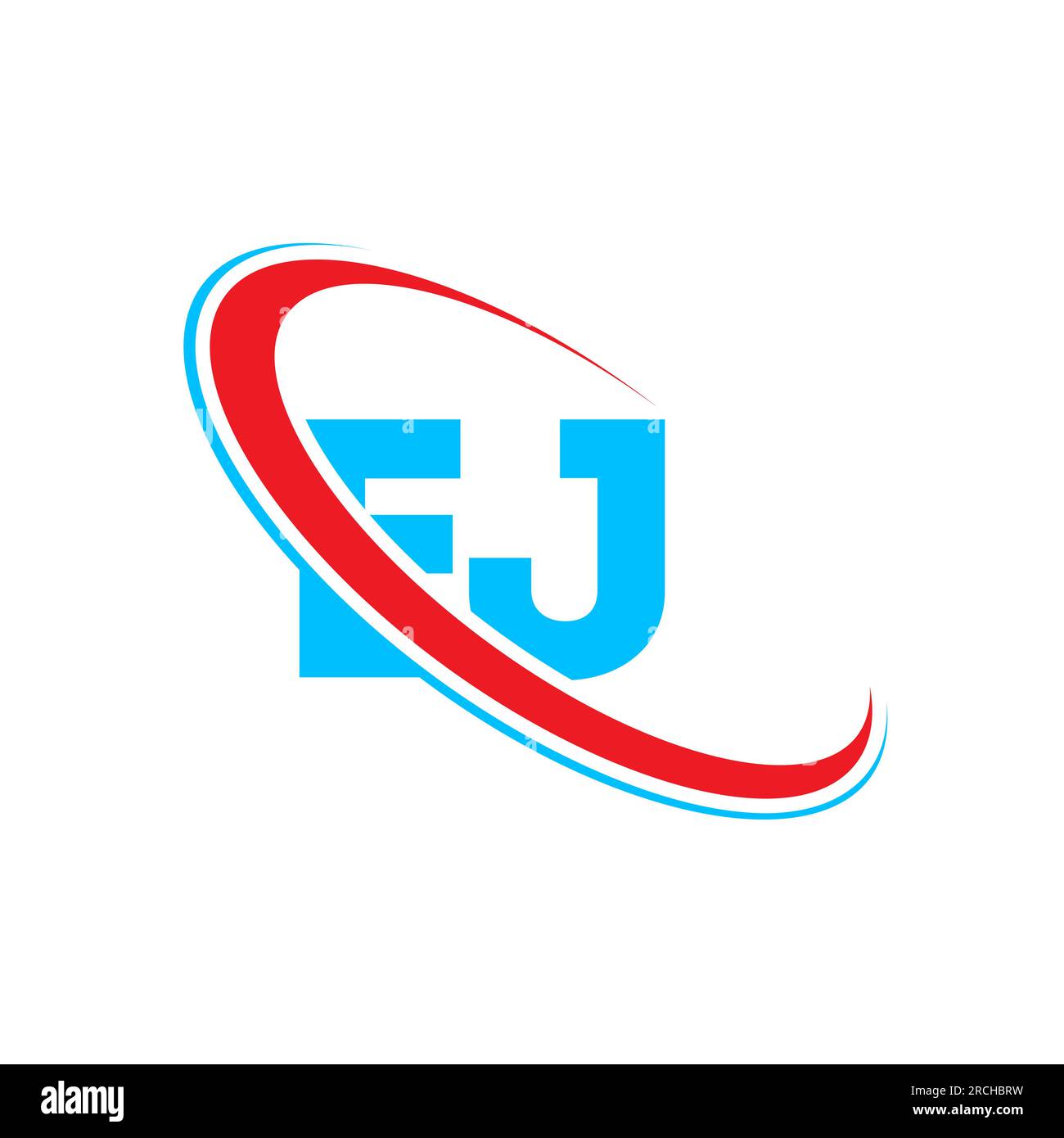 EJ, E J letter logo design. Initial letter EJlinked circle upercase monogram logo red and blue. EJ logo, E J design Stock Vector