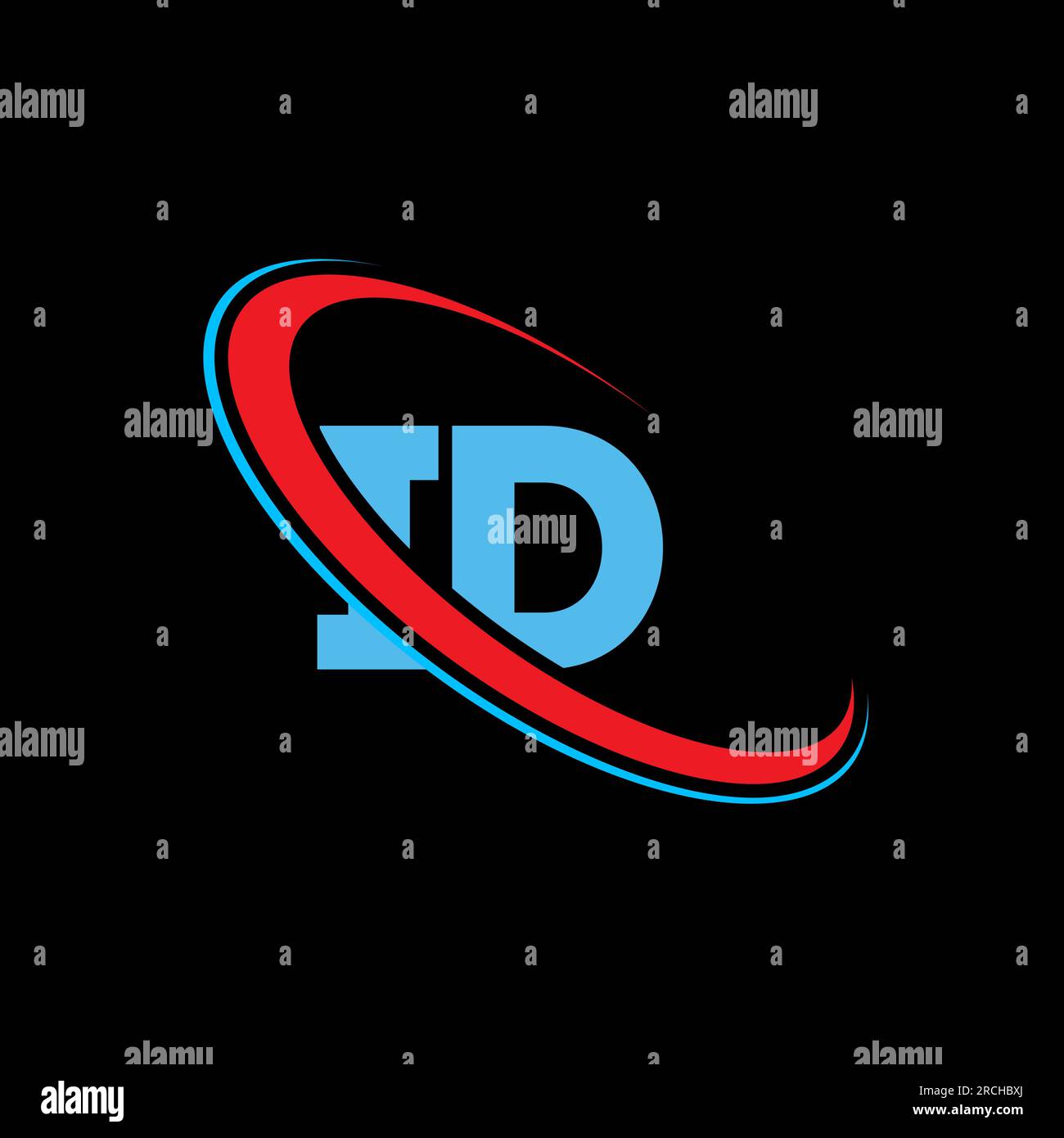 ID, I D letter logo design. Initial letter ID linked circle uppercase monogram logo red and blue. ID logo, I D design Stock Vector