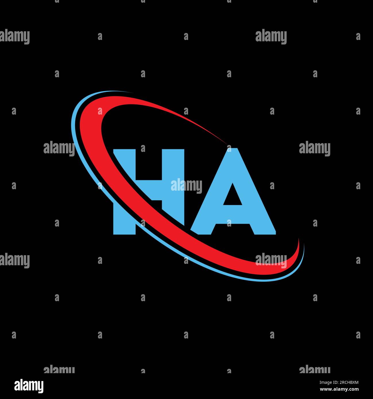 HA H A letter logo design. Initial letter HA linked circle upercase monogram logo red and blue. HA logo, H A design Stock Vector