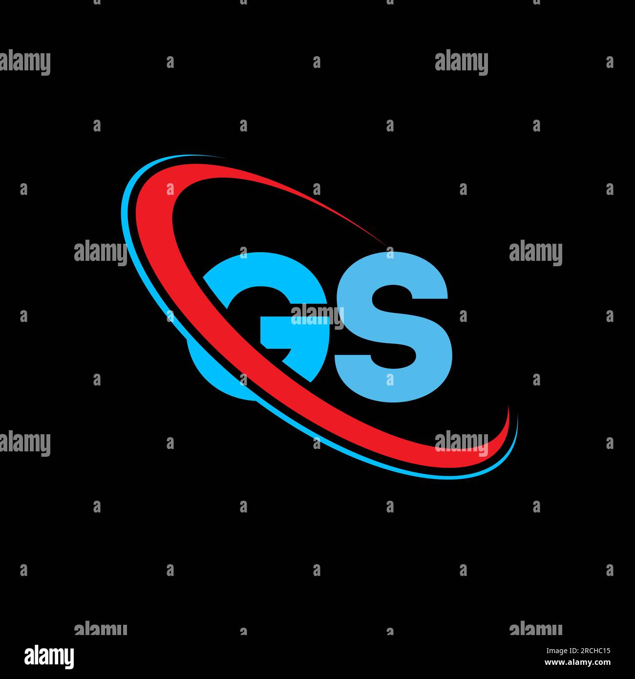 GS G S letter logo design. Initial letter GS linked circle upercase monogram logo red and blue. GS logo, G S design Stock Vector