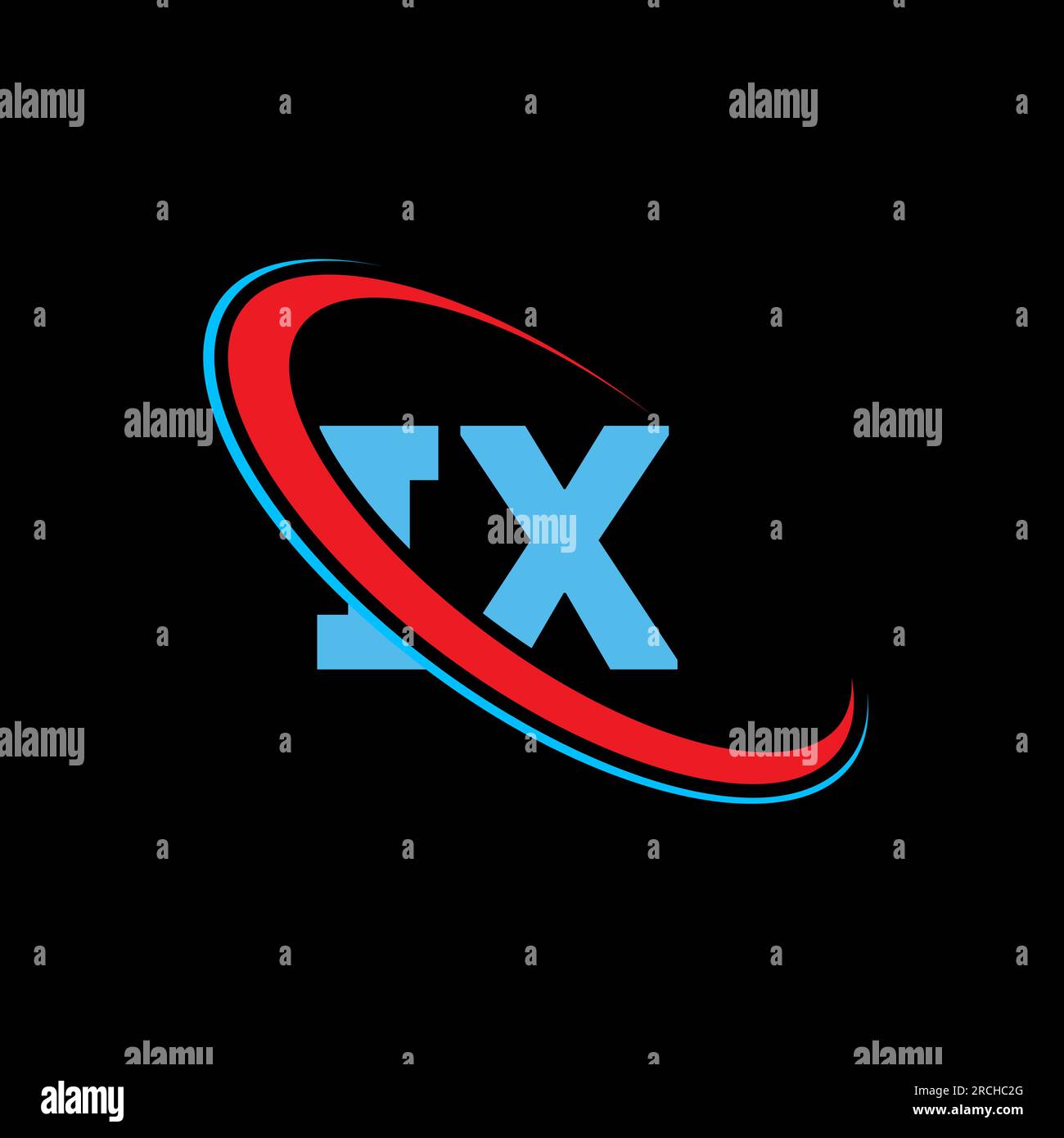 IX, I X letter logo design. Initial letter IX linked circle uppercase monogram logo red and blue. IX logo, I X design Stock Vector