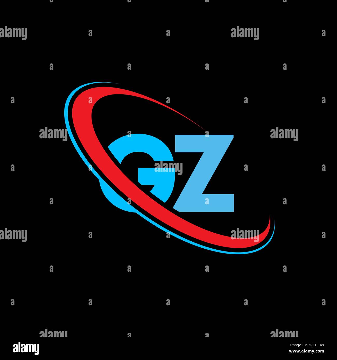 GZ G Z letter logo design. Initial letter GZ linked circle upercase monogram logo red and blue. GZ logo, G Z design Stock Vector