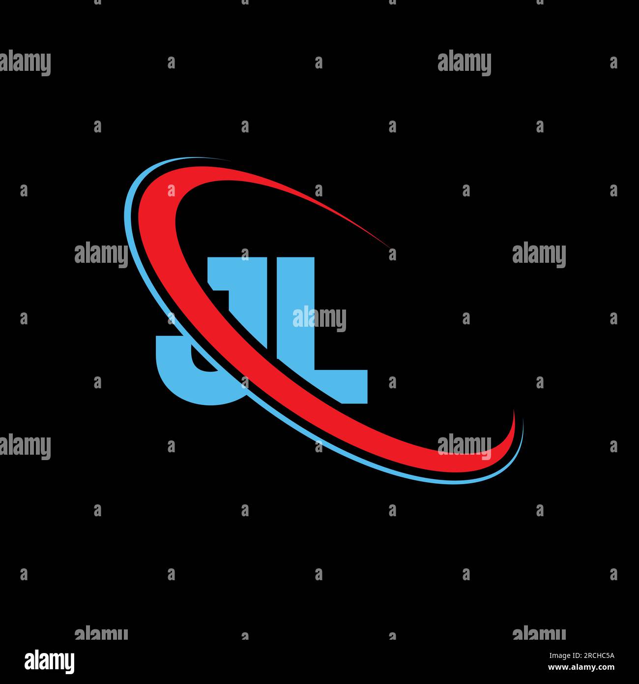 JL J L letter logo design. Initial letter JL linked circle upercase monogram logo red and blue. JL logo, J L design Stock Vector