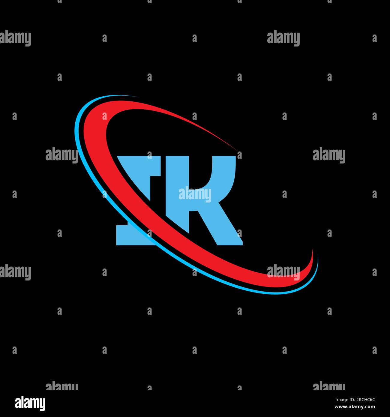 IK I K letter logo design. Initial letter IK linked circle uppercase monogram logo red and blue. IK logo, I K design. ik, i k Stock Vector