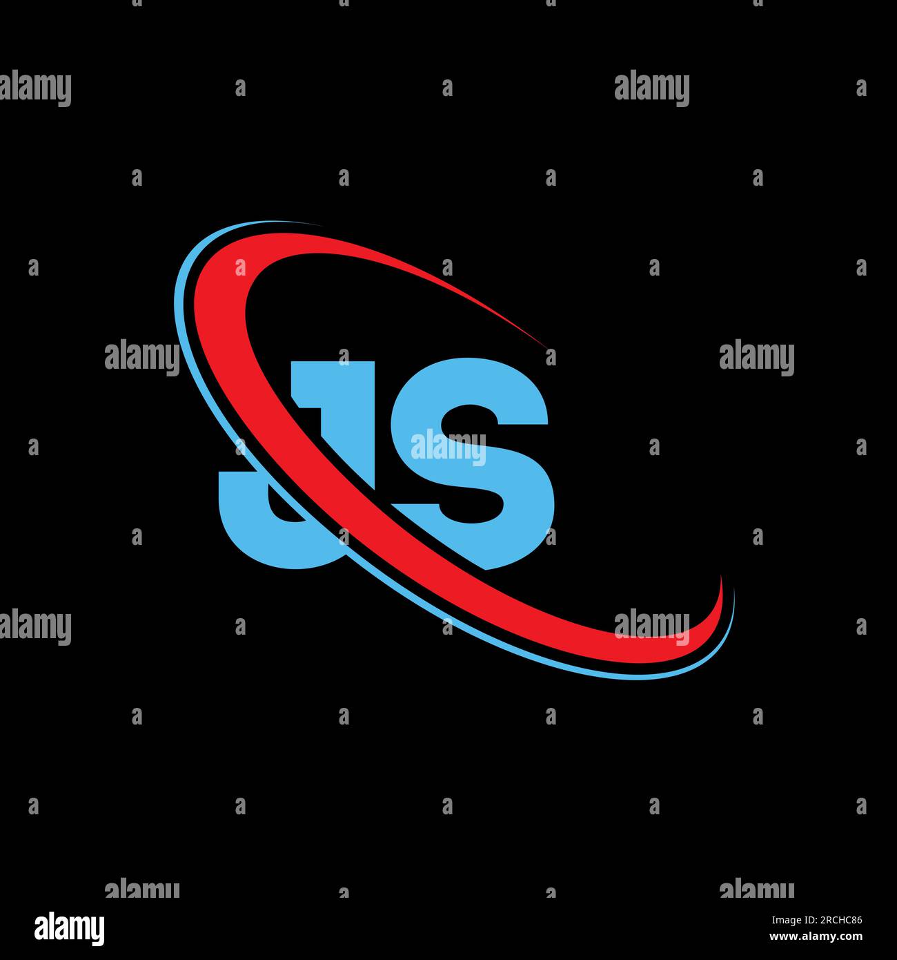 JS J S letter logo design. Initial letter JS linked circle upercase monogram logo red and blue. JS logo, JS design Stock Vector