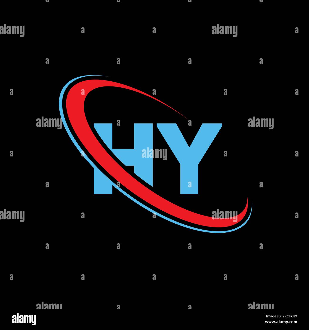 HY H Y letter logo design. Initial letter HY linked circle upercase monogram logo red and blue. HY logo, H Y design Stock Vector