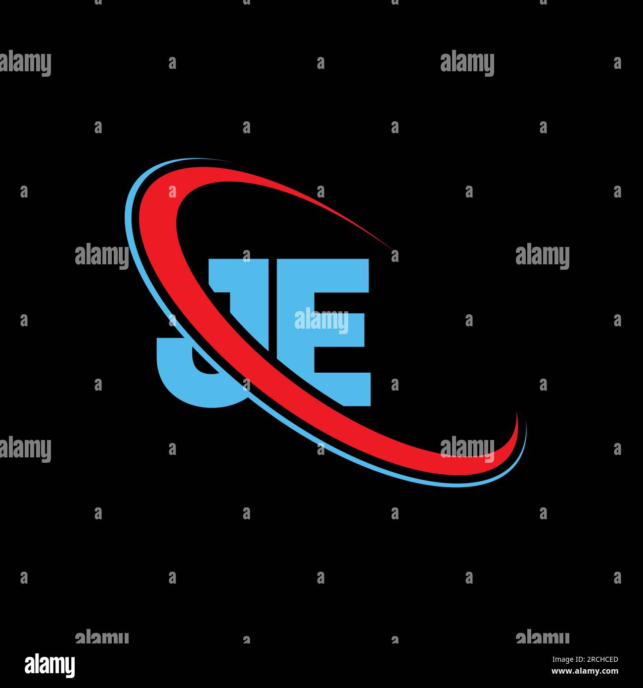 JE, J E letter logo design. Initial letter JE linked circle uppercase monogram logo red and blue. JE logo, J E design Stock Vector