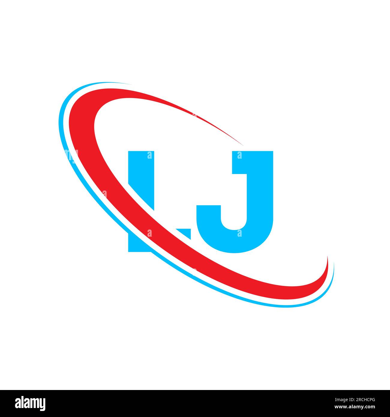 LJ L J letter logo design. Initial letter LJ linked circle upercase monogram logo red and blue. LJ logo, L J design Stock Vector