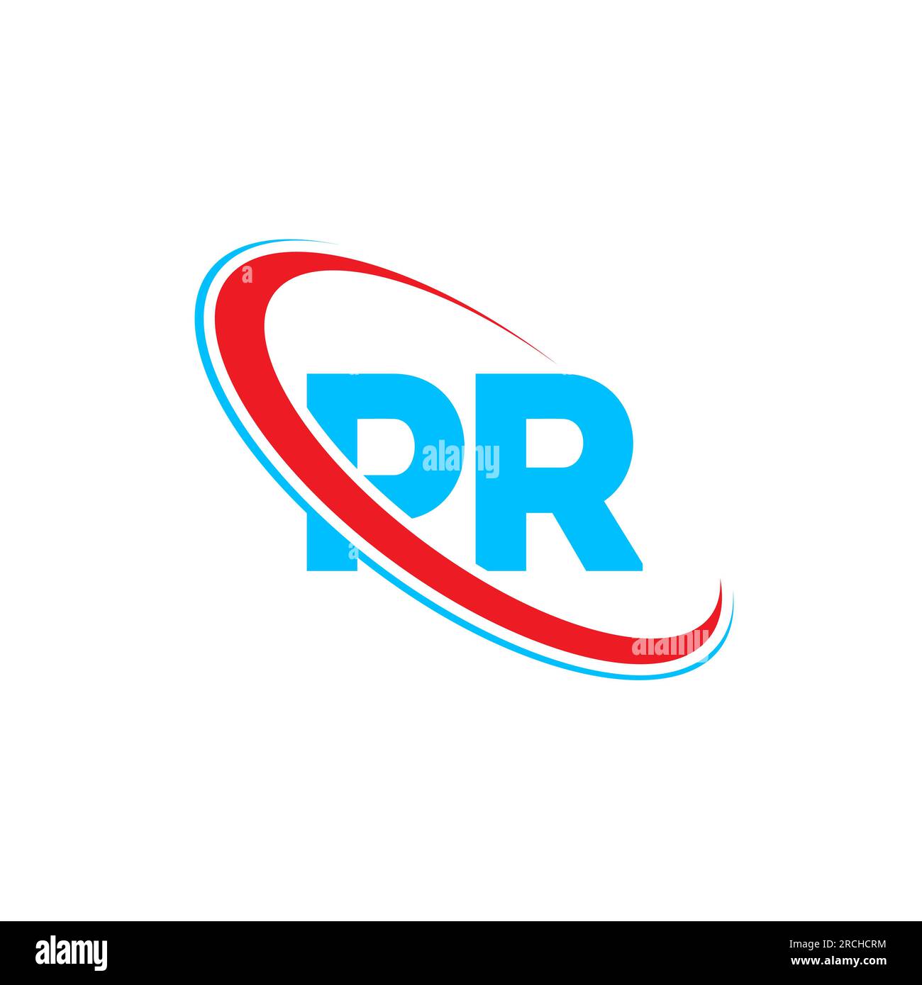 PR P R letter logo design. Initial letter PR linked circle upercase monogram logo red and blue. PR logo, P R design Stock Vector