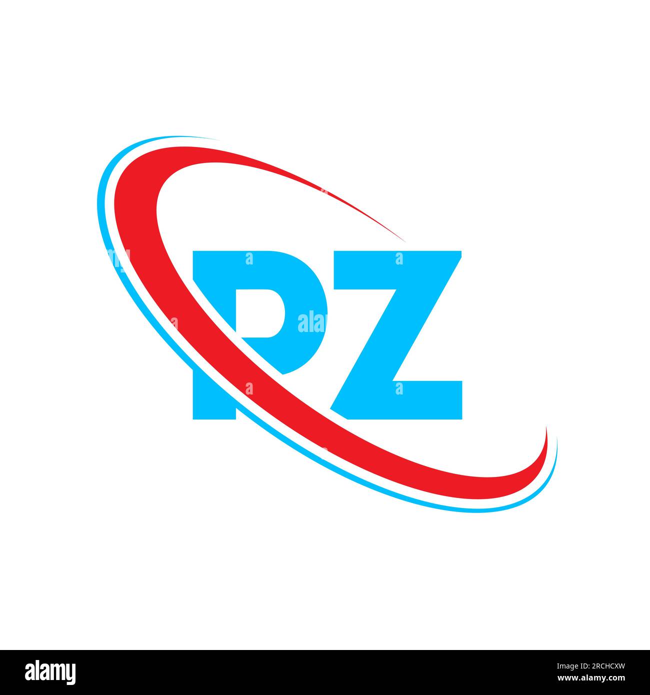 PZ P Z letter logo design. Initial letter PZ linked circle uppercase
