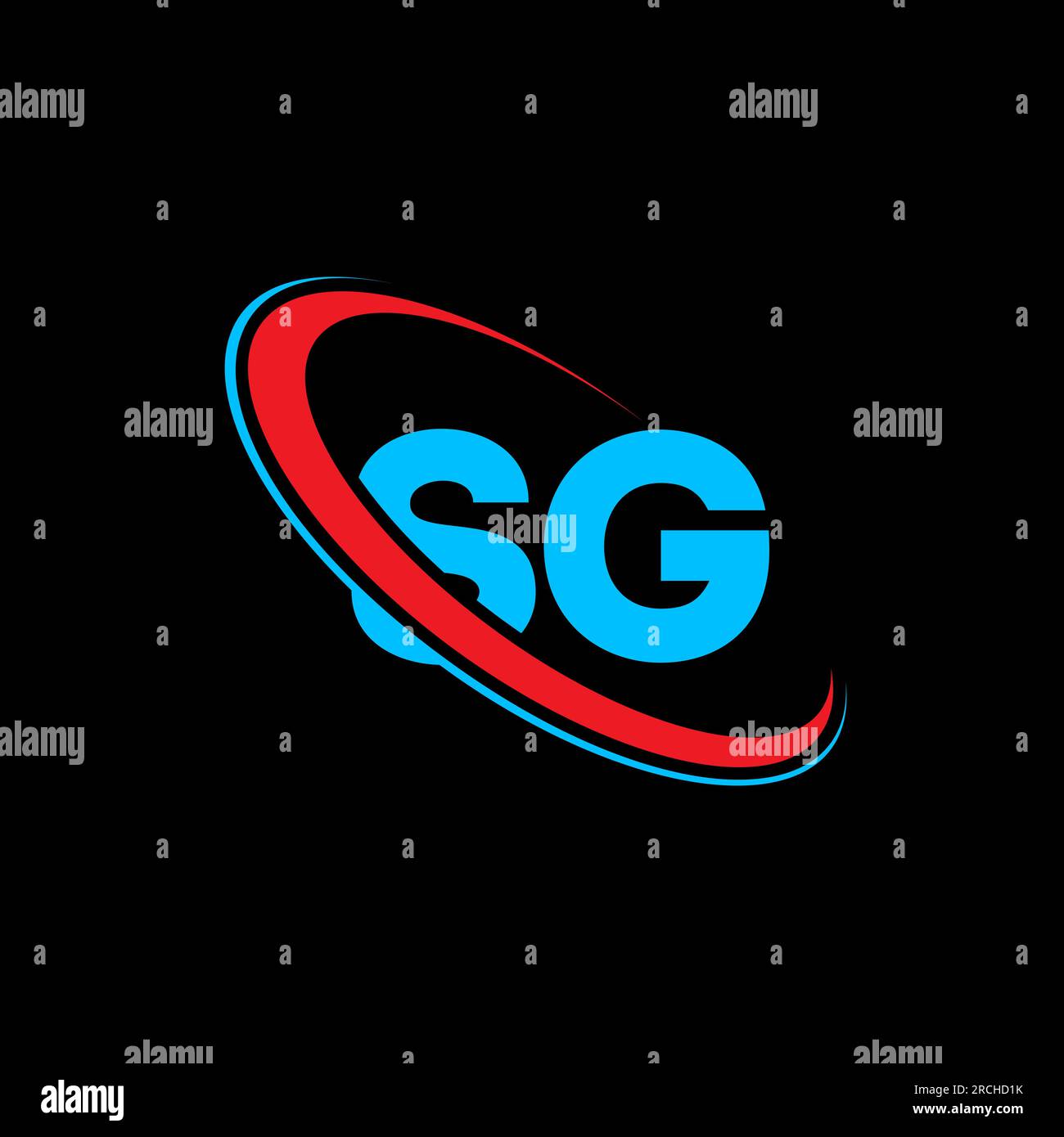 SG S G letter logo design. Initial letter SG linked circle uppercase monogram logo red and blue. S G logo, S G design. sg, s g Stock Vector
